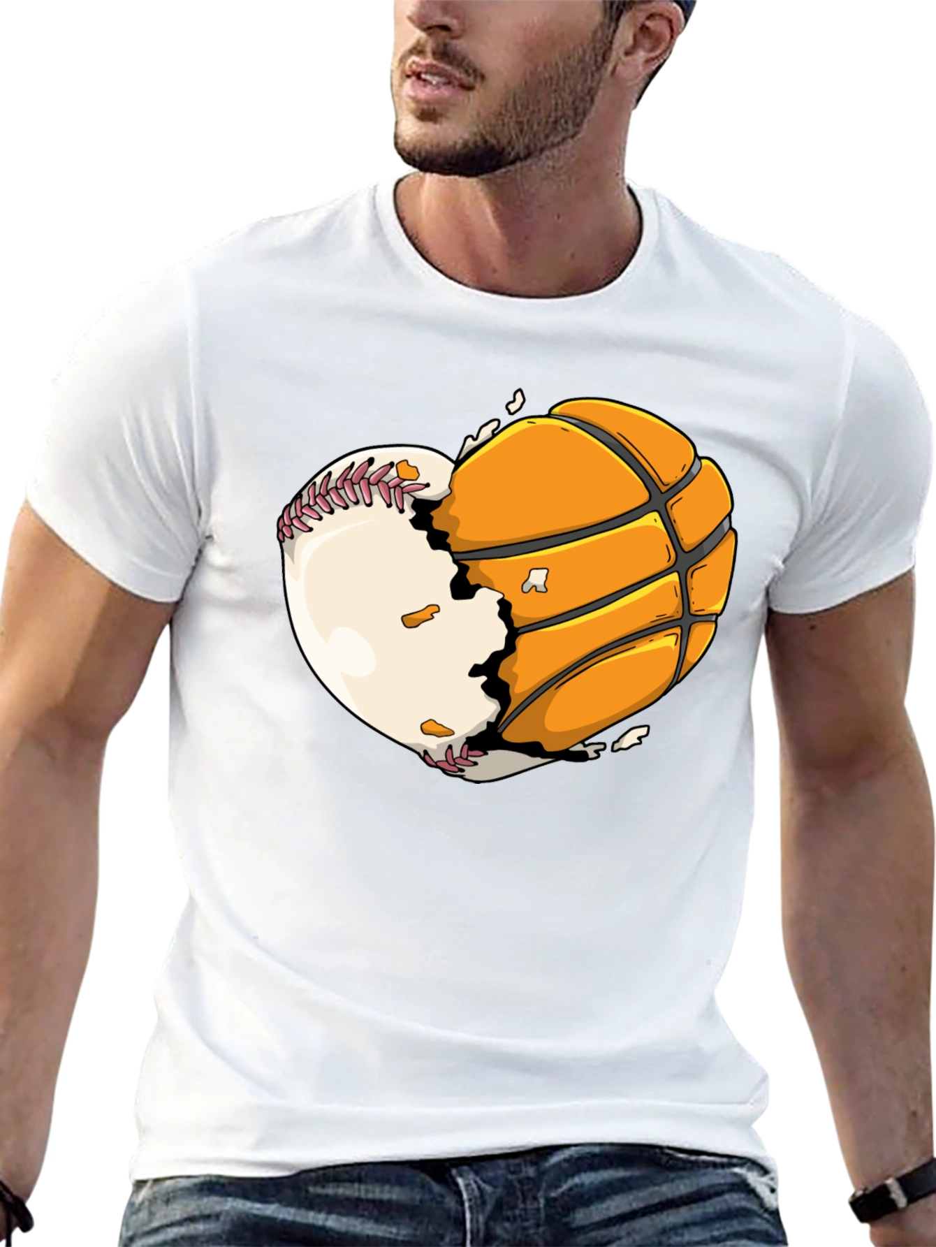 Baseball Basketball Heart Graphic Tee