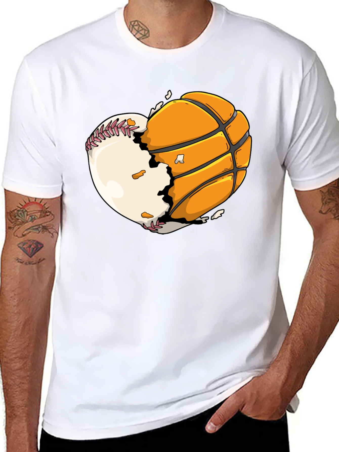 Baseball Basketball Heart Graphic Tee