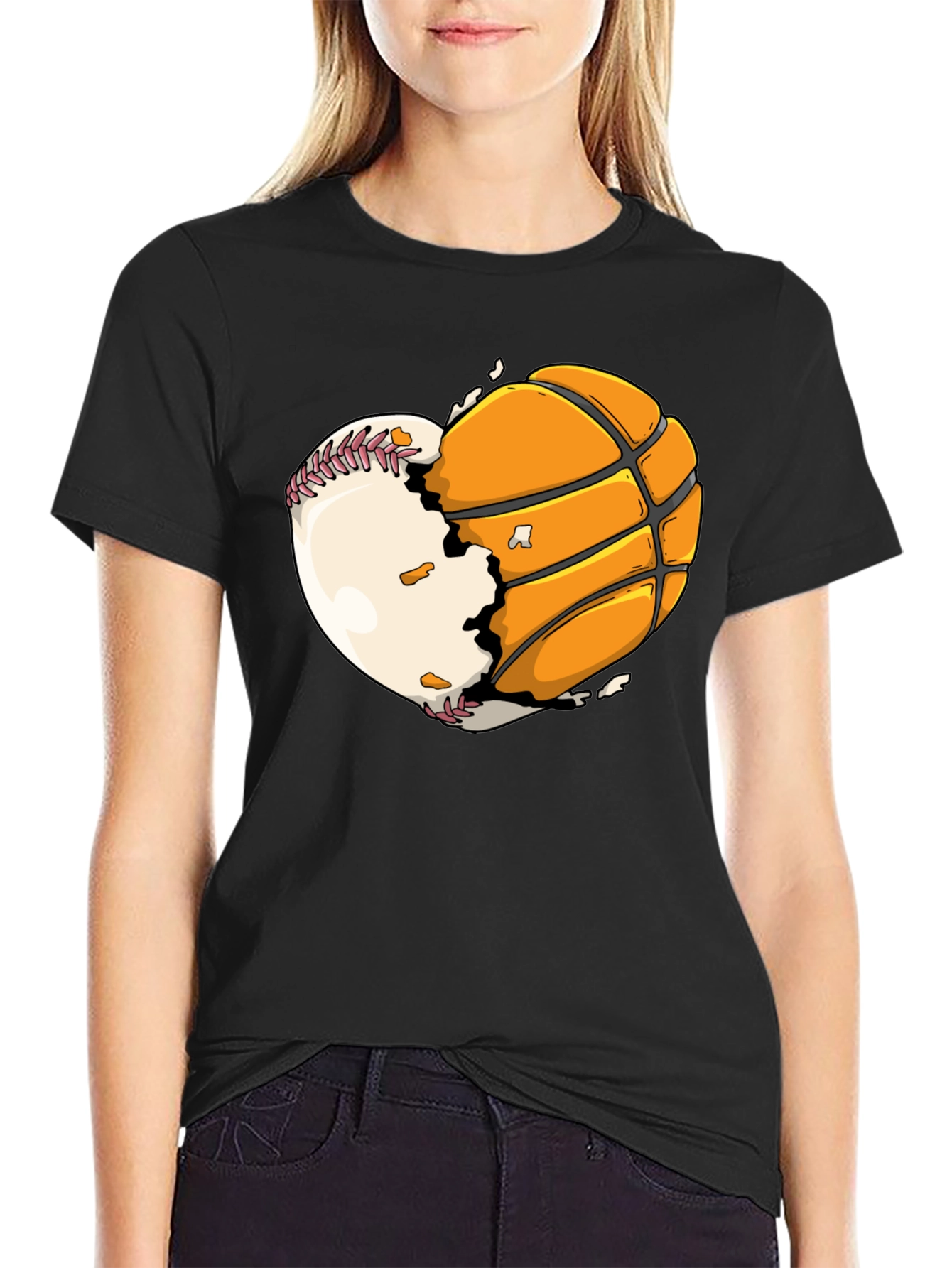 Baseball Basketball Heart Graphic Tee