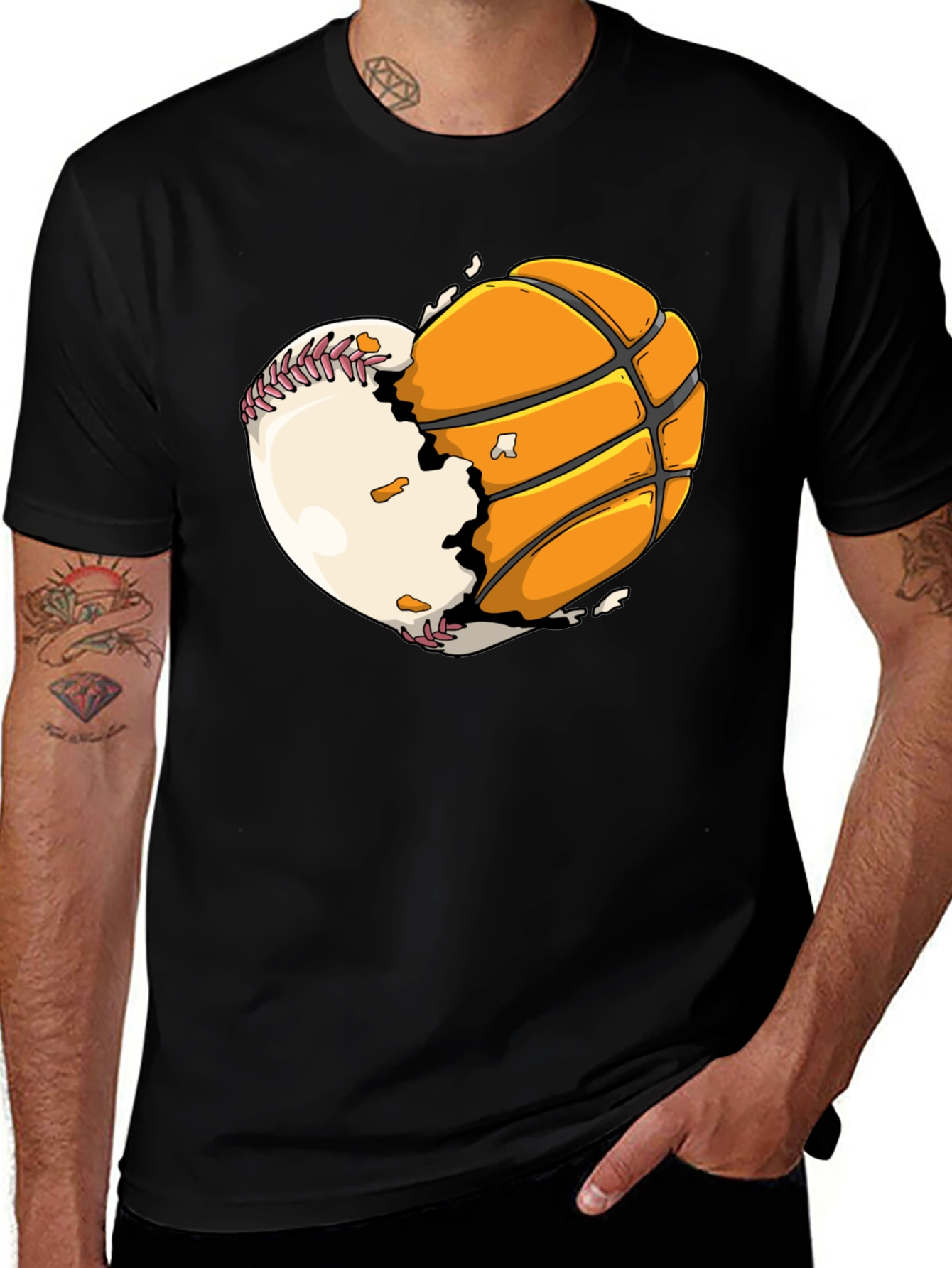 Baseball Basketball Heart Graphic Tee