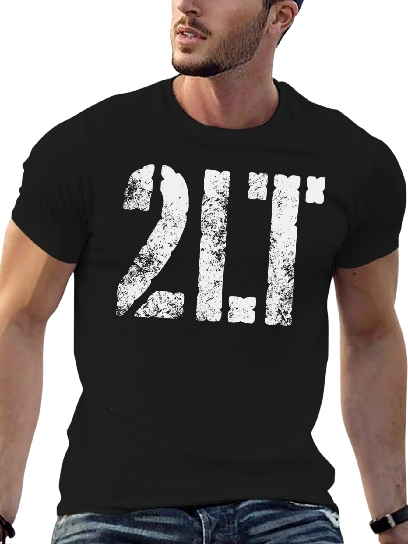 Distressed 2LT Graphic T-Shirt - Black