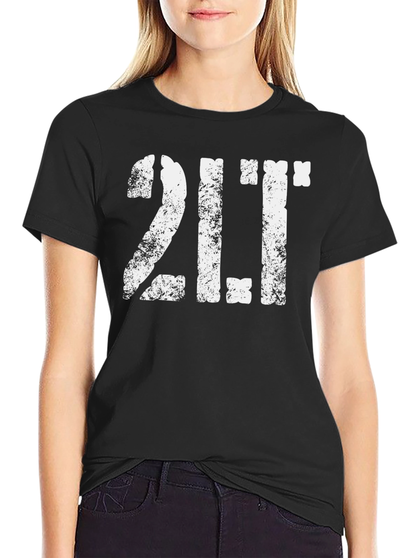 Distressed 2LT Graphic T-Shirt - Black
