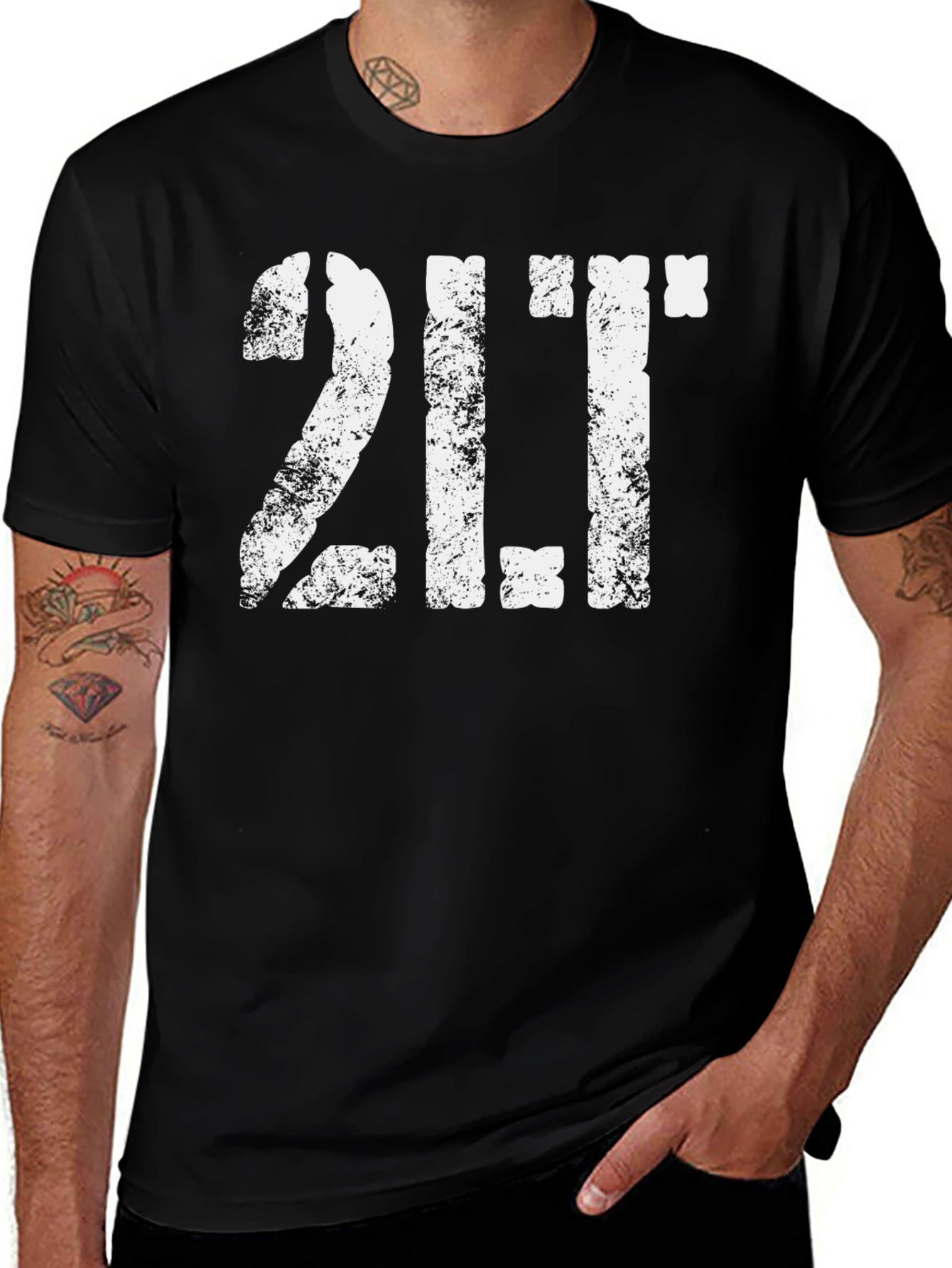 Distressed 2LT Graphic T-Shirt - Black