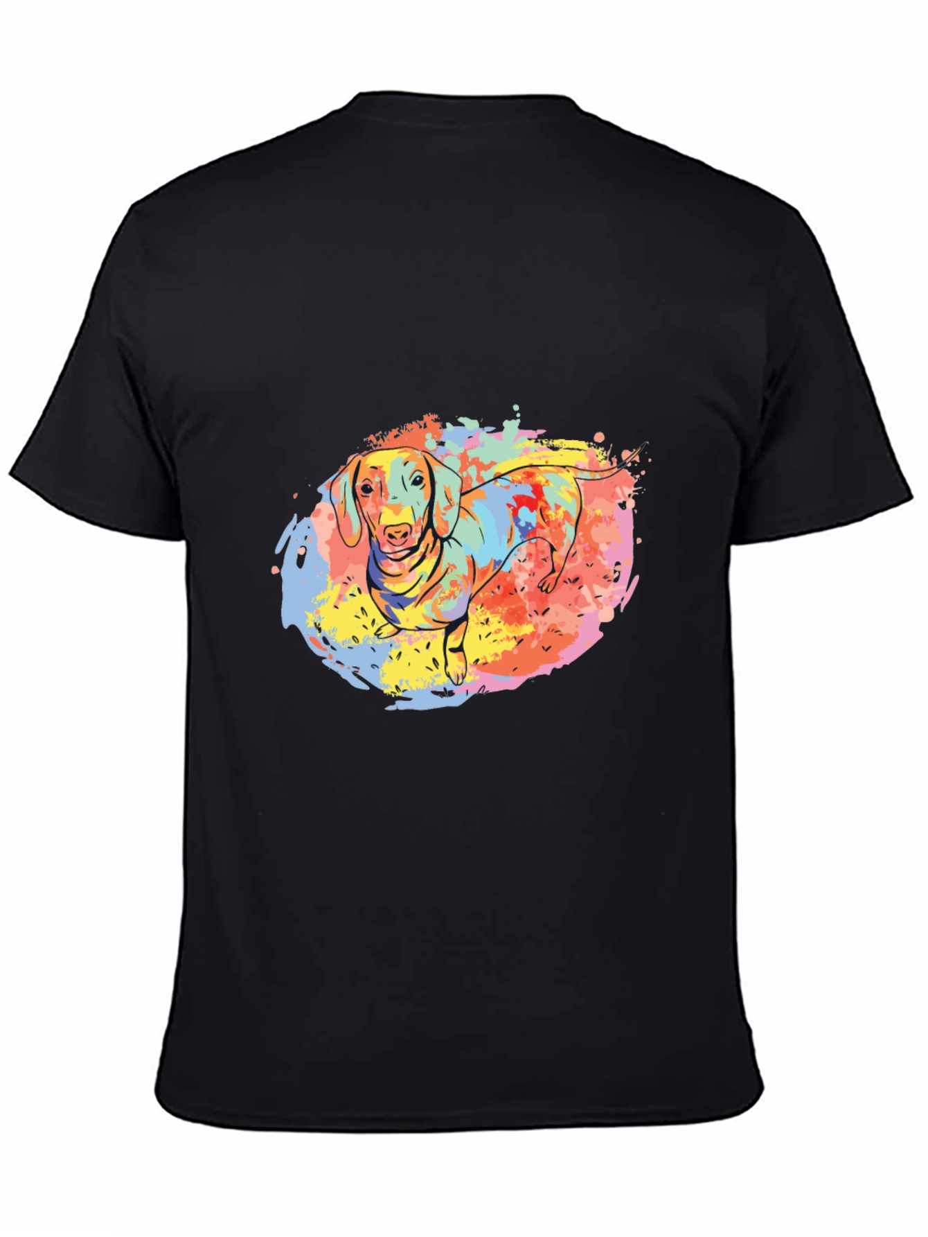 Dachshund Paint Splatter Black T-Shirt