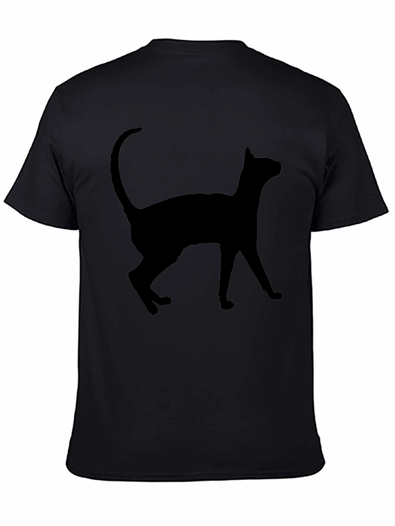 Black Cat Silhouette Graphic Tee - Casual Style