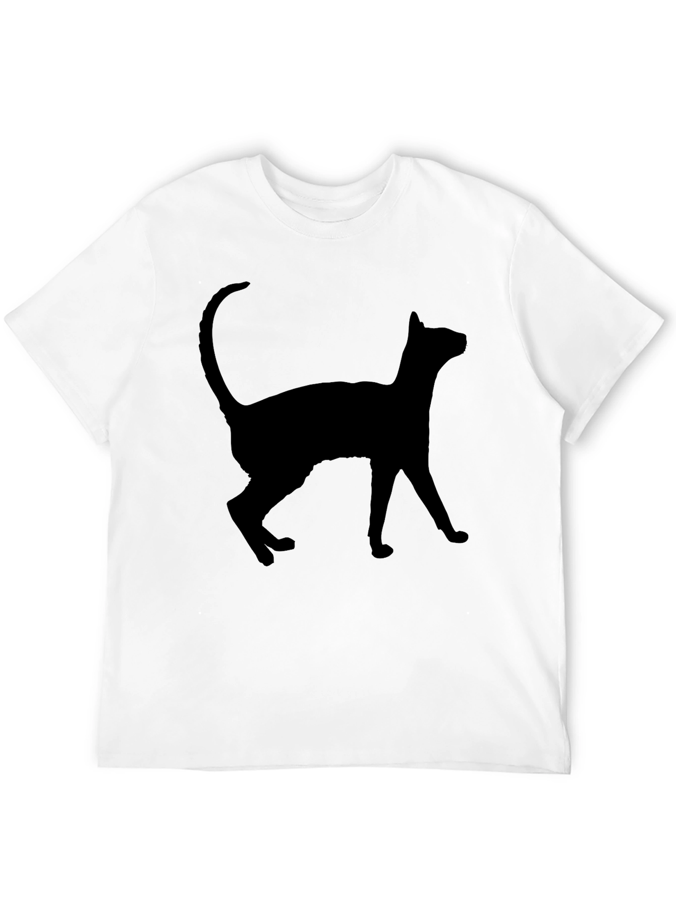 Black Cat Silhouette Graphic Tee - Casual Style