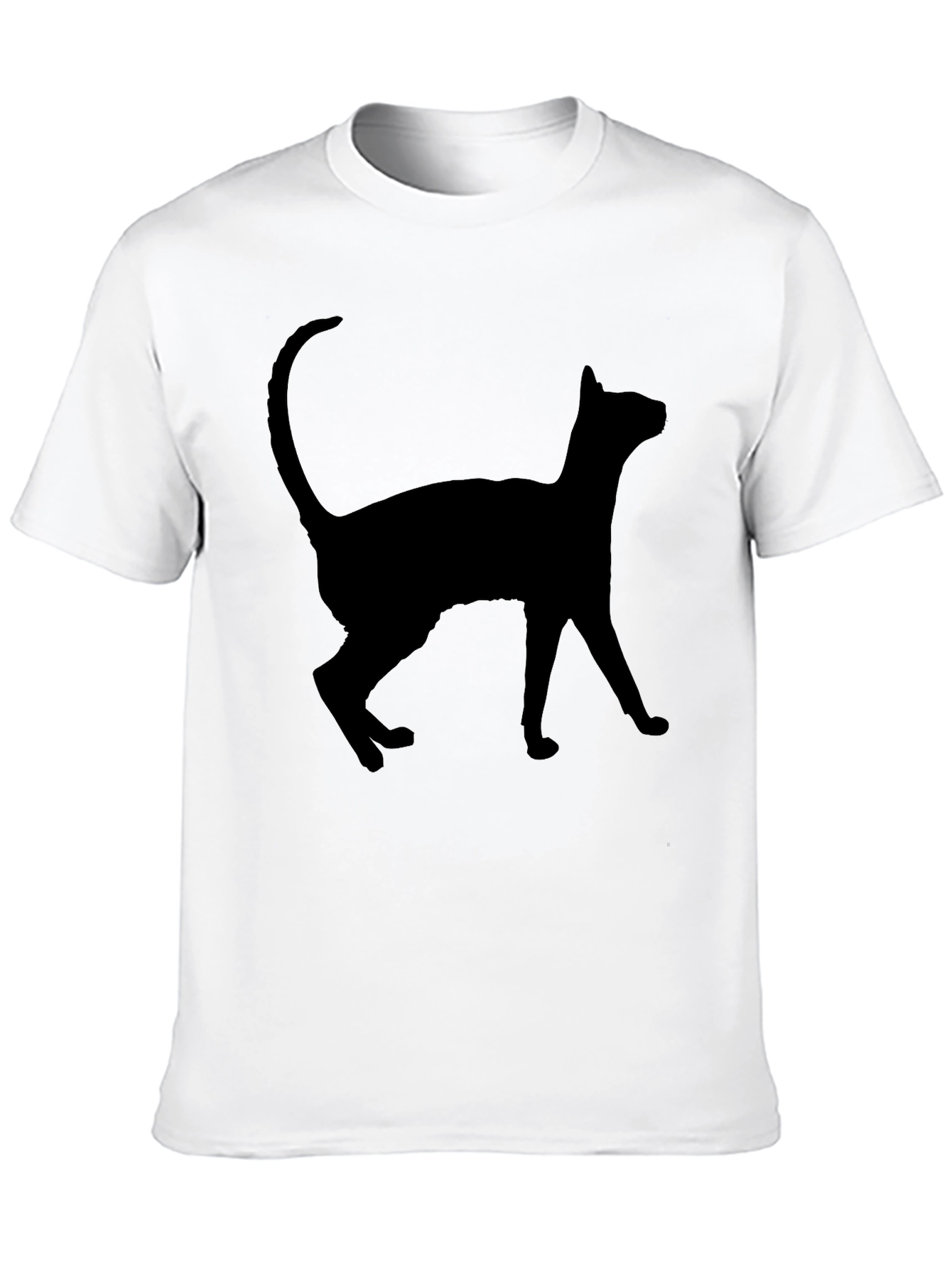 Black Cat Silhouette Graphic Tee - Casual Style
