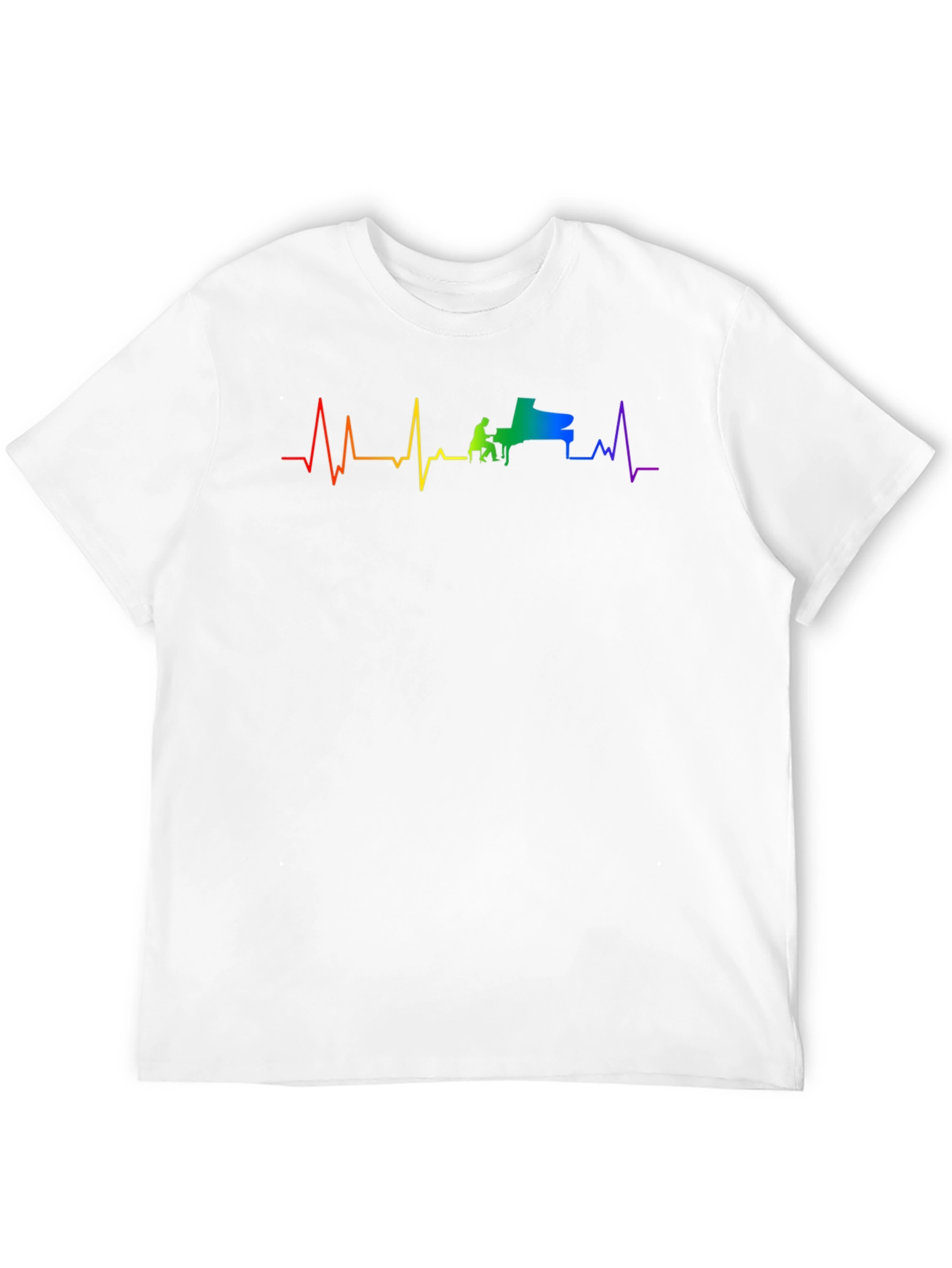 Piano Heartbeat Rainbow Graphic Tee - Black