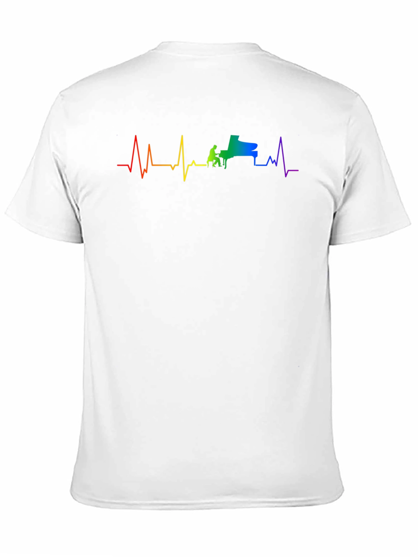 Piano Heartbeat Rainbow Graphic Tee - Black