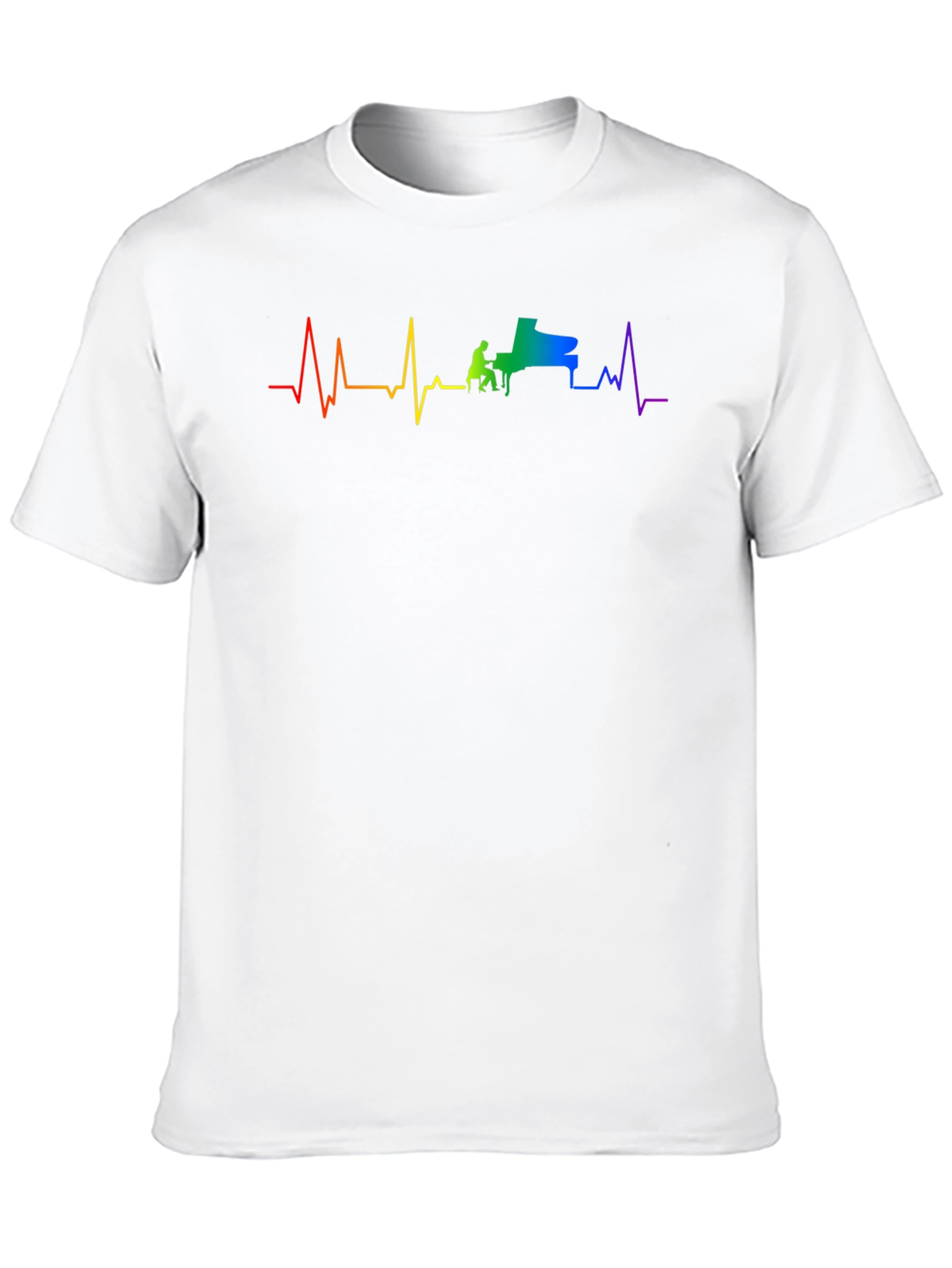 Piano Heartbeat Rainbow Graphic Tee - Black