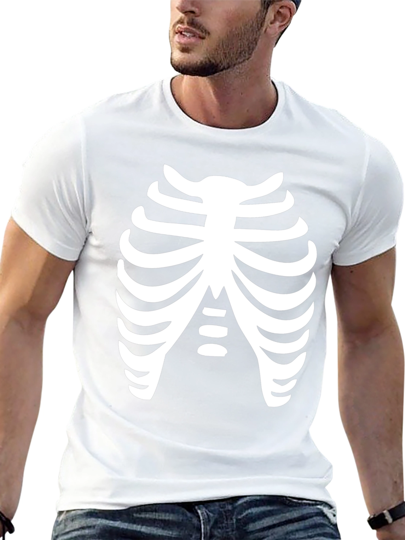 Skeleton Rib Cage Black T-Shirt Costume