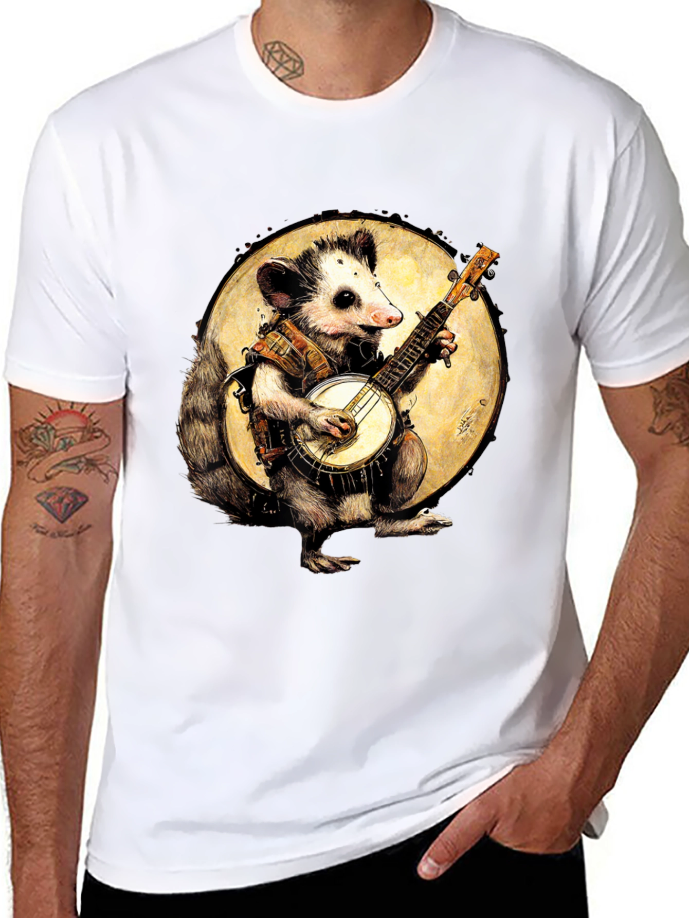 Opossum Banjo Player Graphic Tee