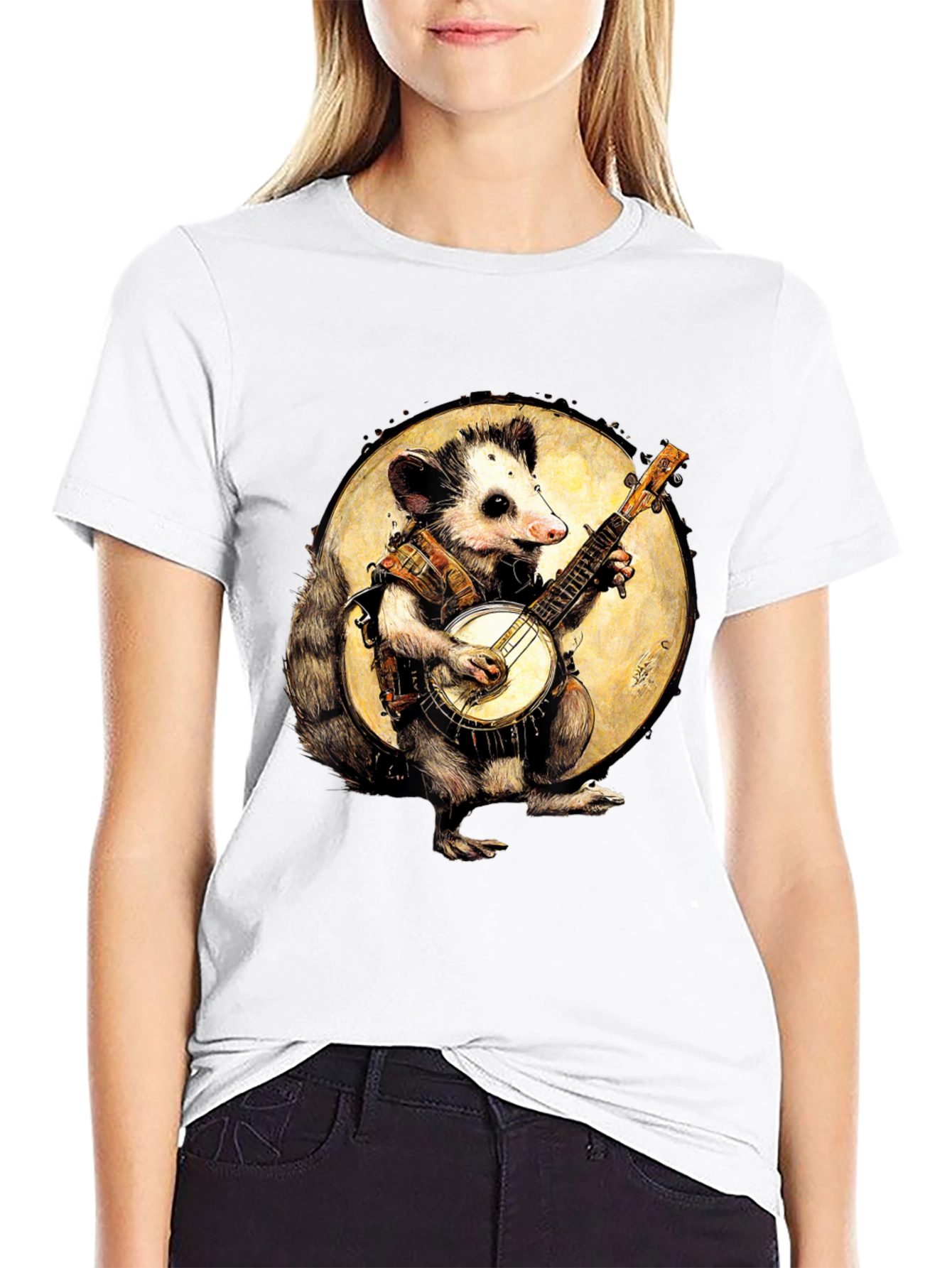 Opossum Banjo Player Graphic Tee