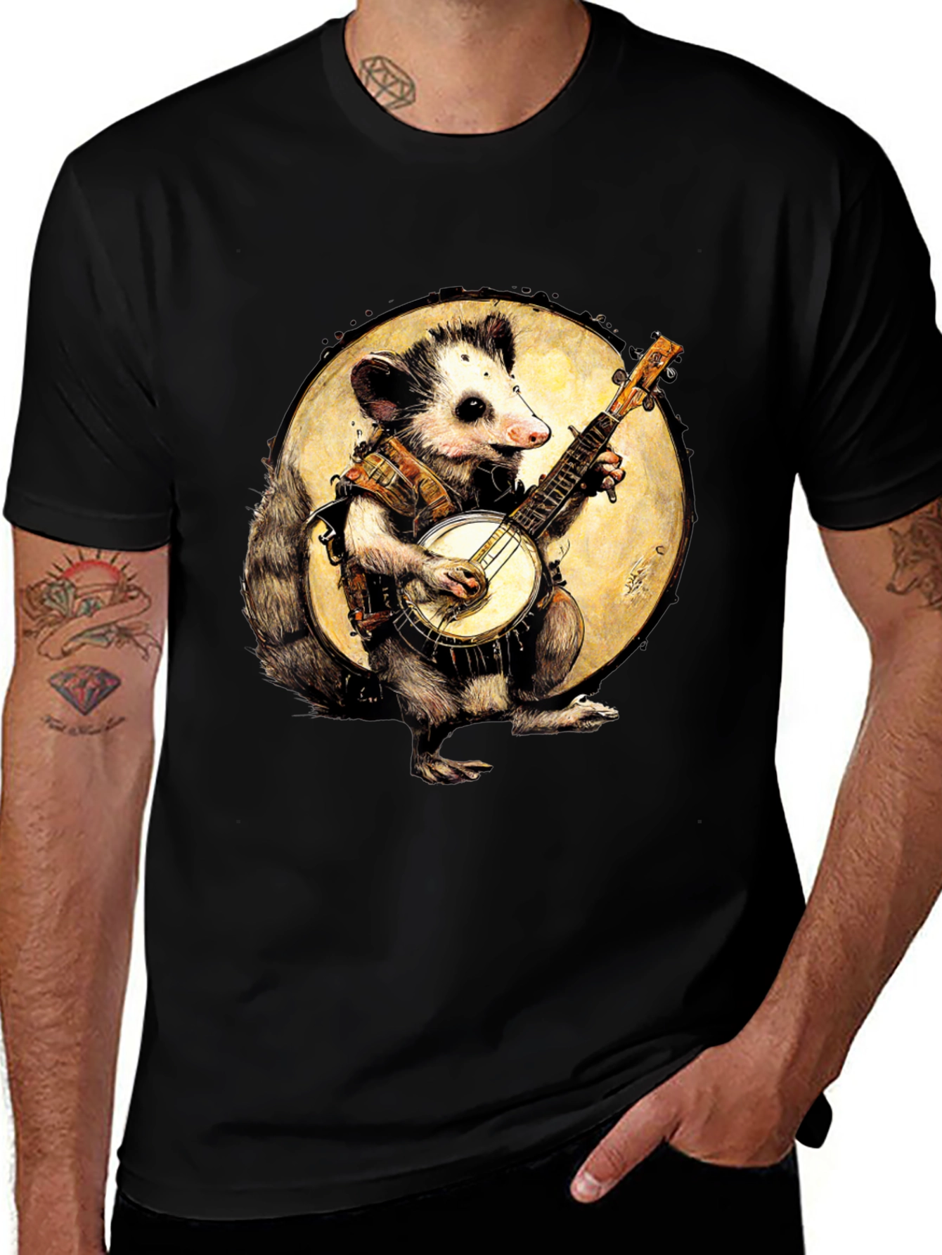 Opossum Banjo Player Graphic Tee