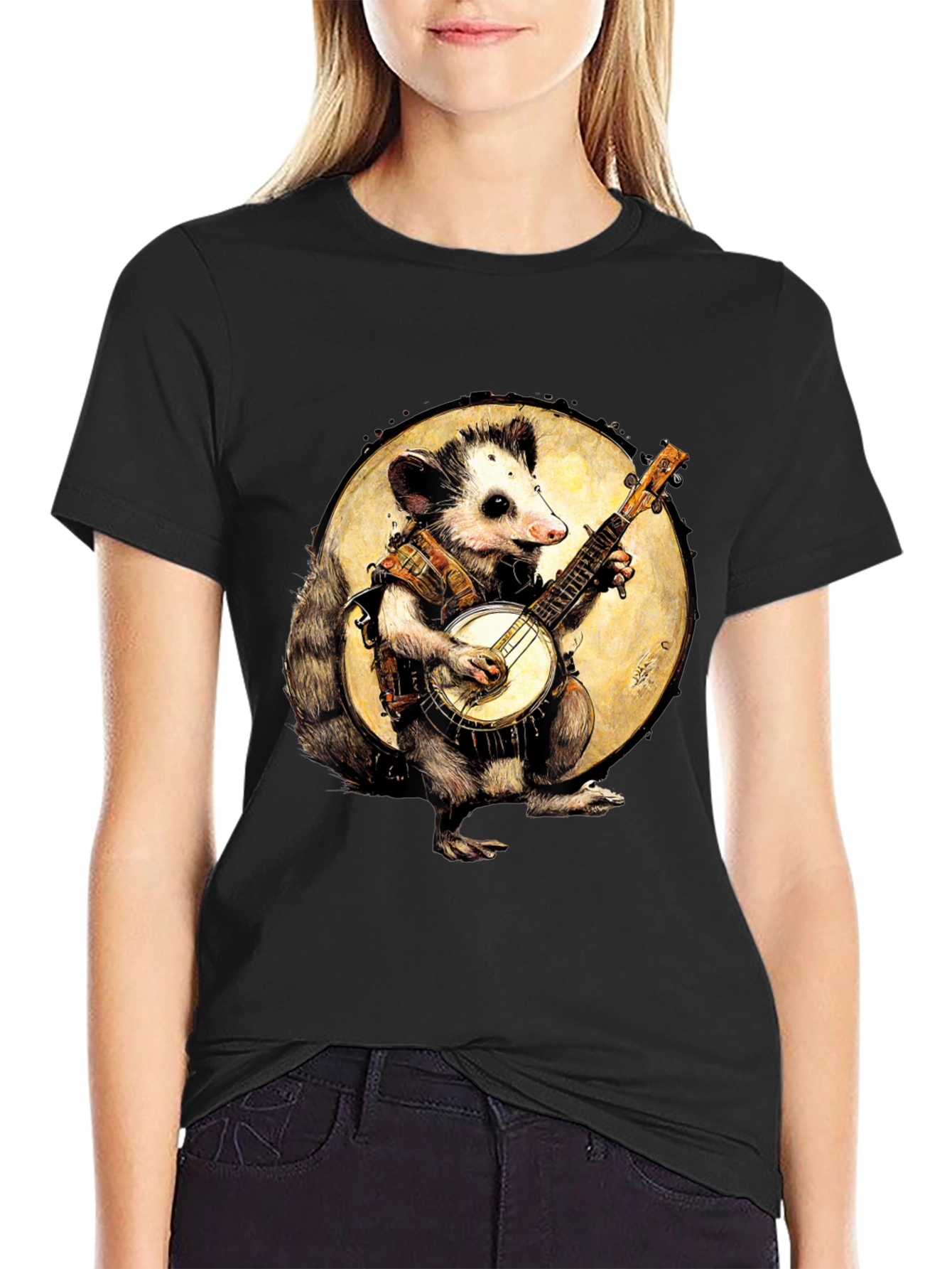 Opossum Banjo Player Graphic Tee