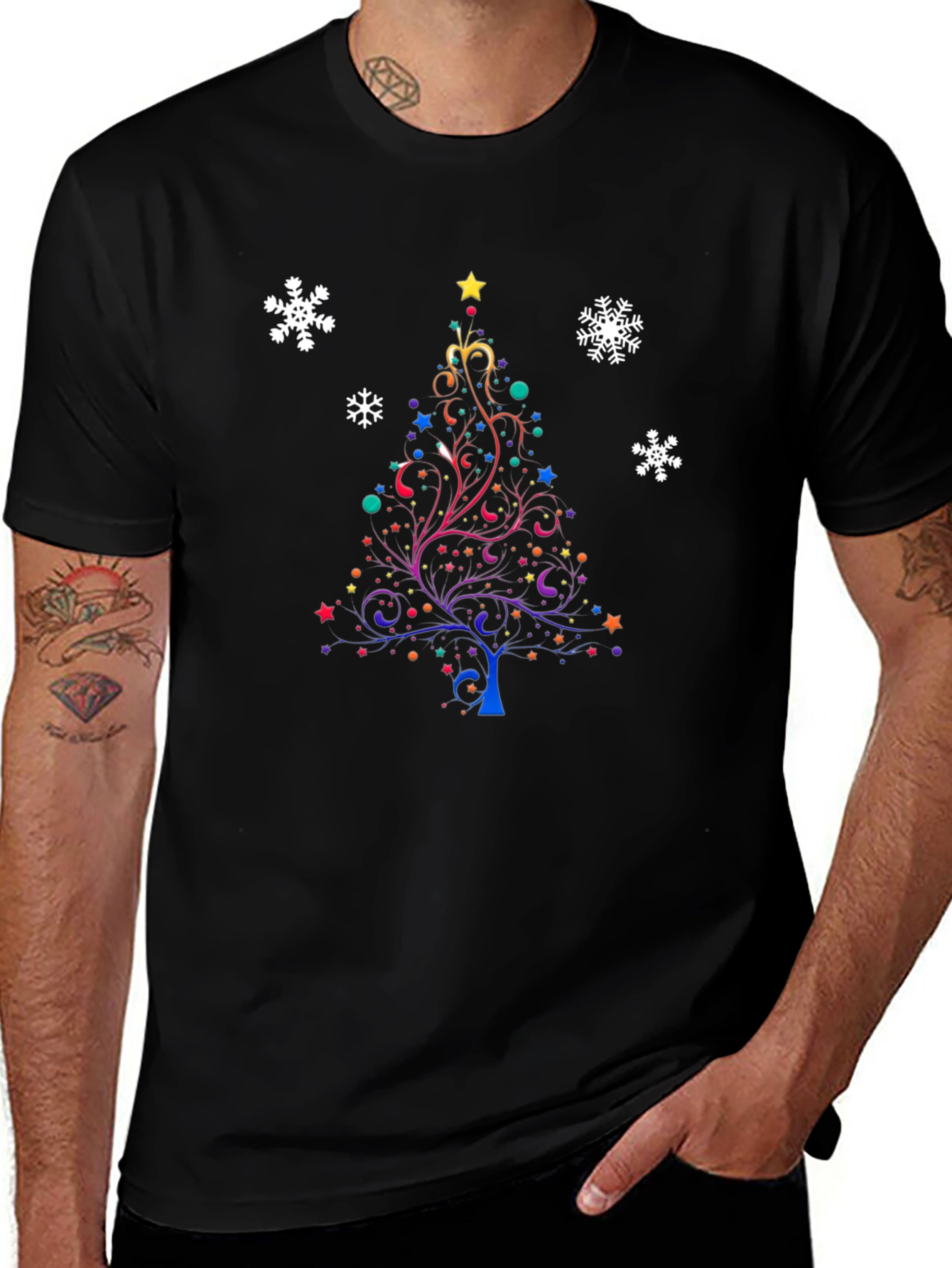 Festive Christmas Tree Graphic T-Shirt