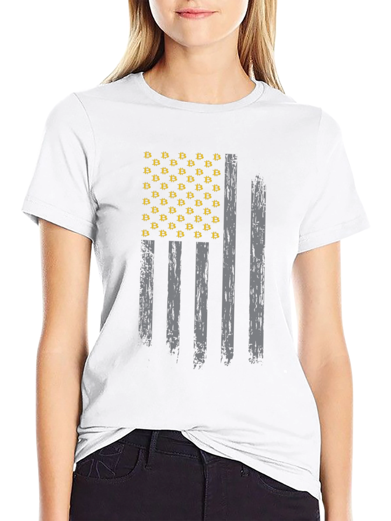 Bitcoin American Flag Graphic T-Shirt