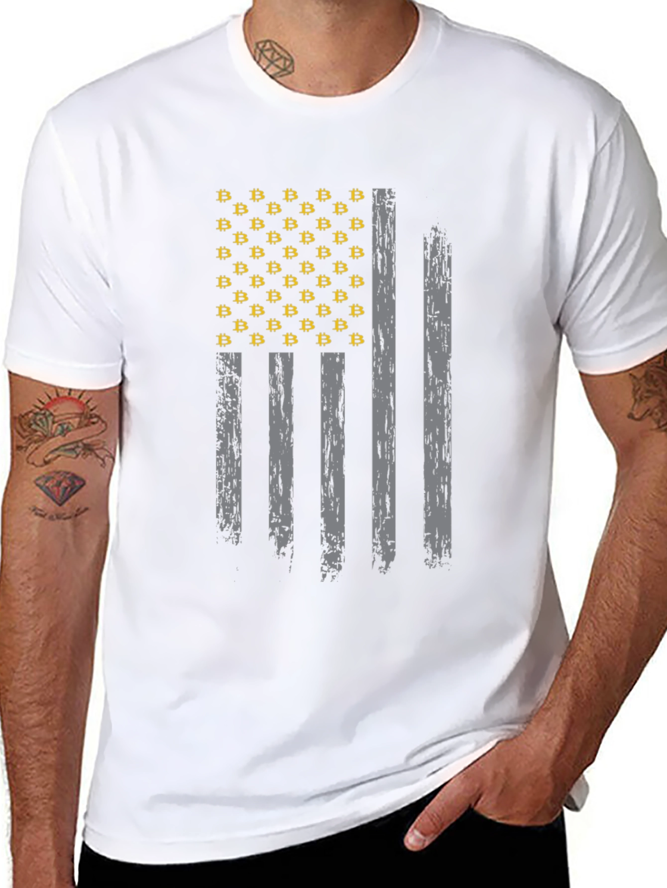 Bitcoin American Flag Graphic T-Shirt