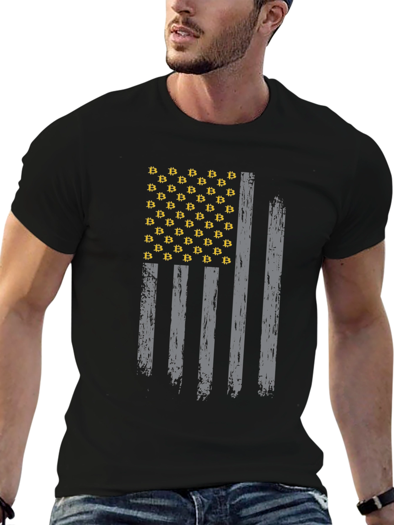 Bitcoin American Flag Graphic T-Shirt