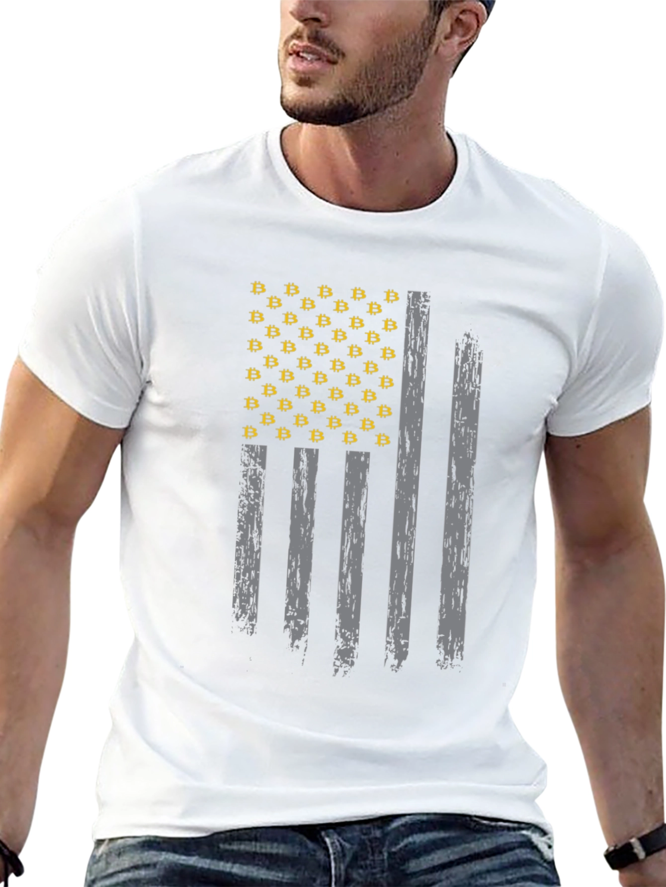 Bitcoin American Flag Graphic T-Shirt