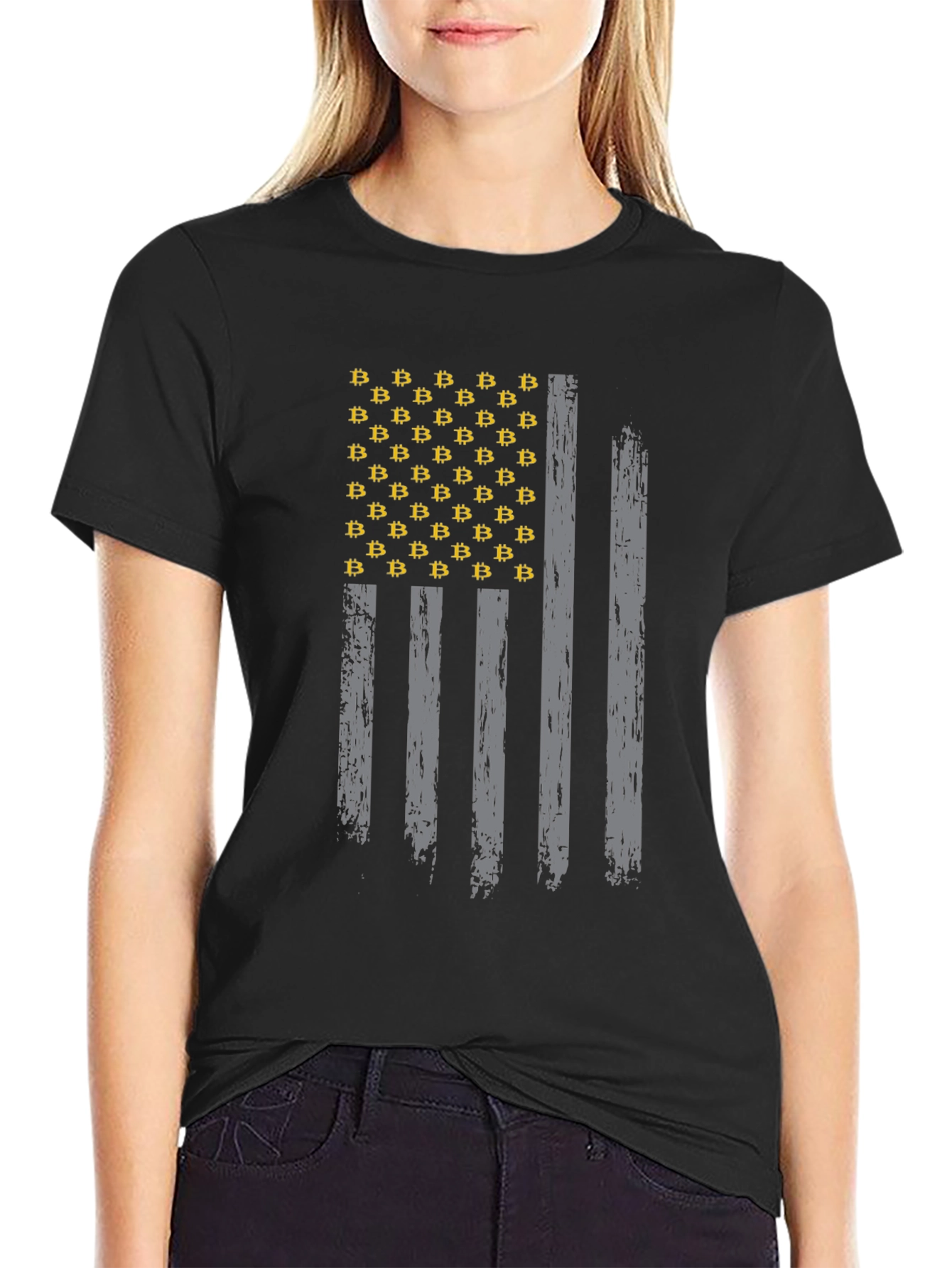 Bitcoin American Flag Graphic T-Shirt