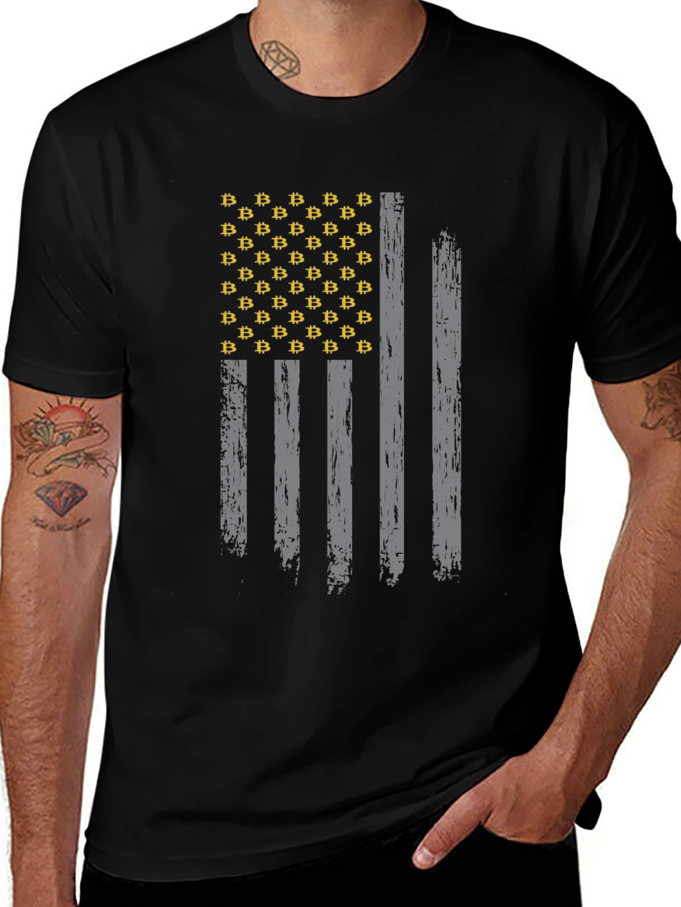 Bitcoin American Flag Graphic T-Shirt