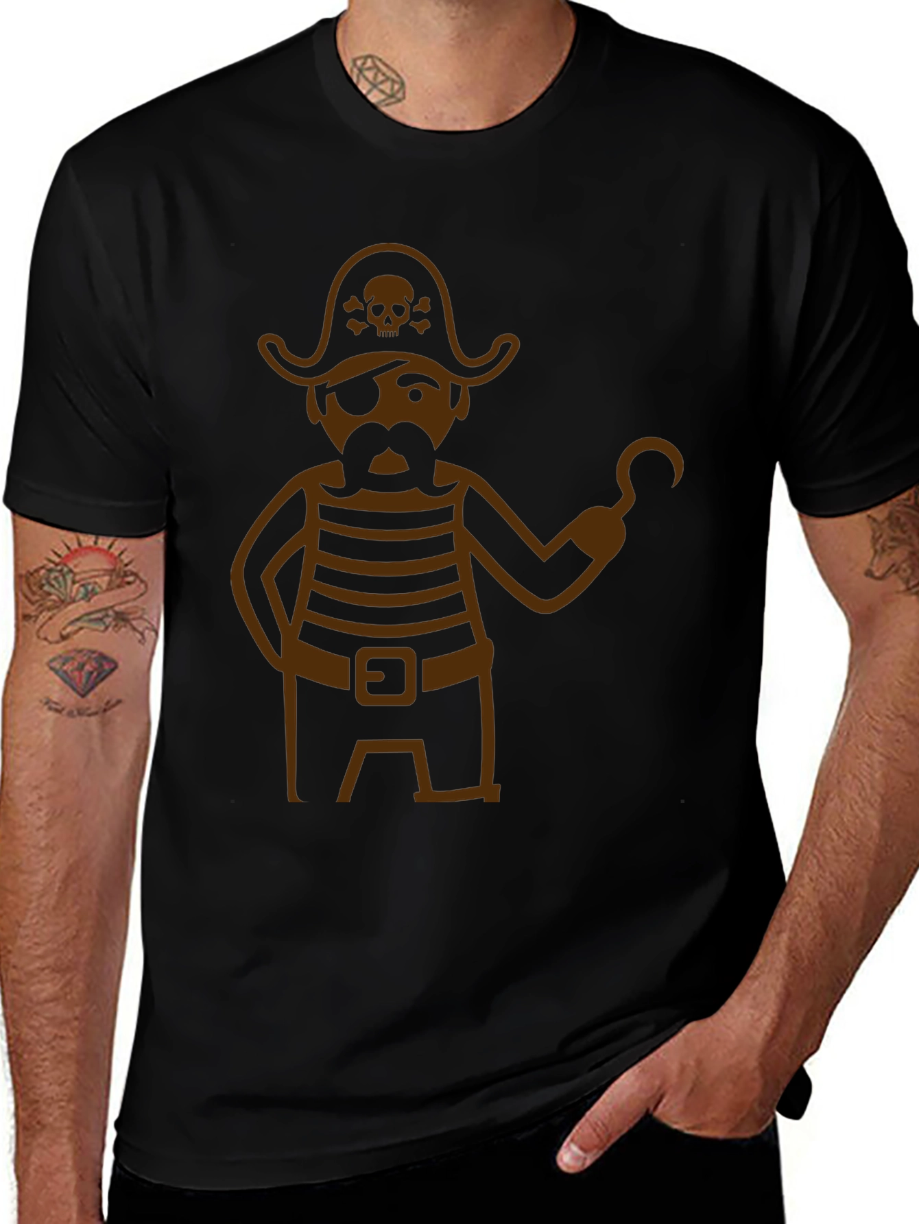 Pirate Graphic T-Shirt - Black Cotton Blend Tee