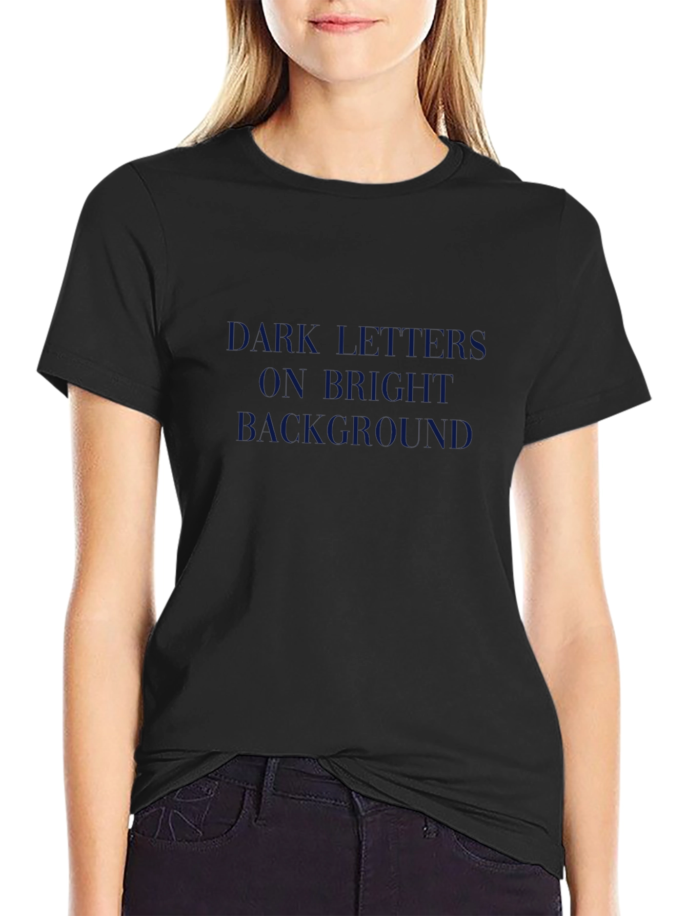 Stylish Black Crew Neck T-Shirt with Bold Text