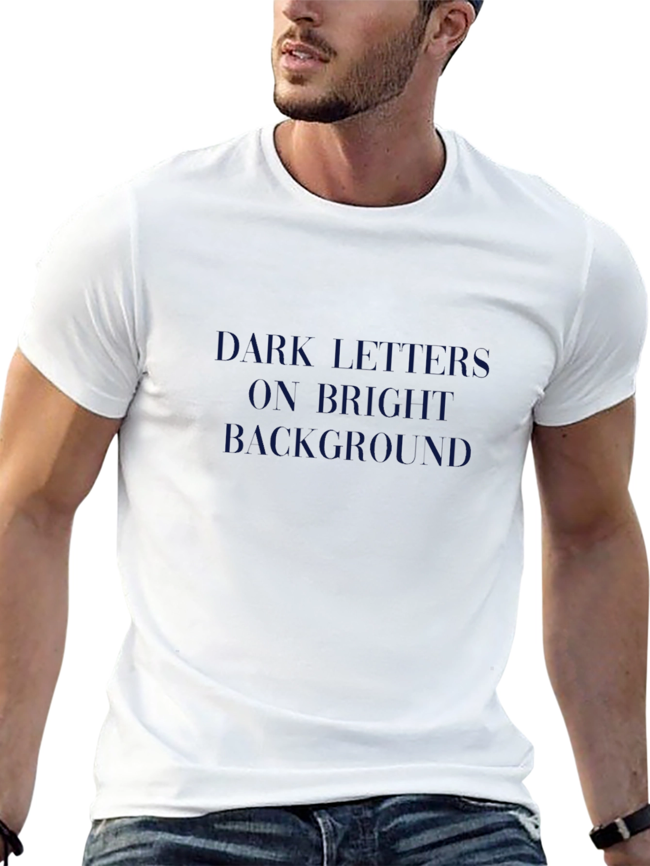 Stylish Black Crew Neck T-Shirt with Bold Text