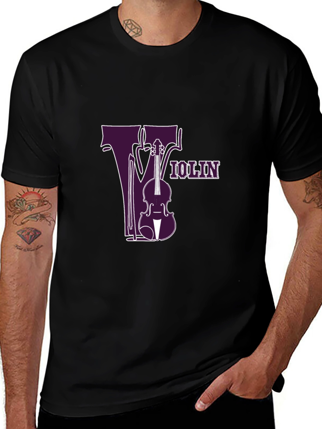 Violin Graphic Tee - Music Lovers Black T-Shirt