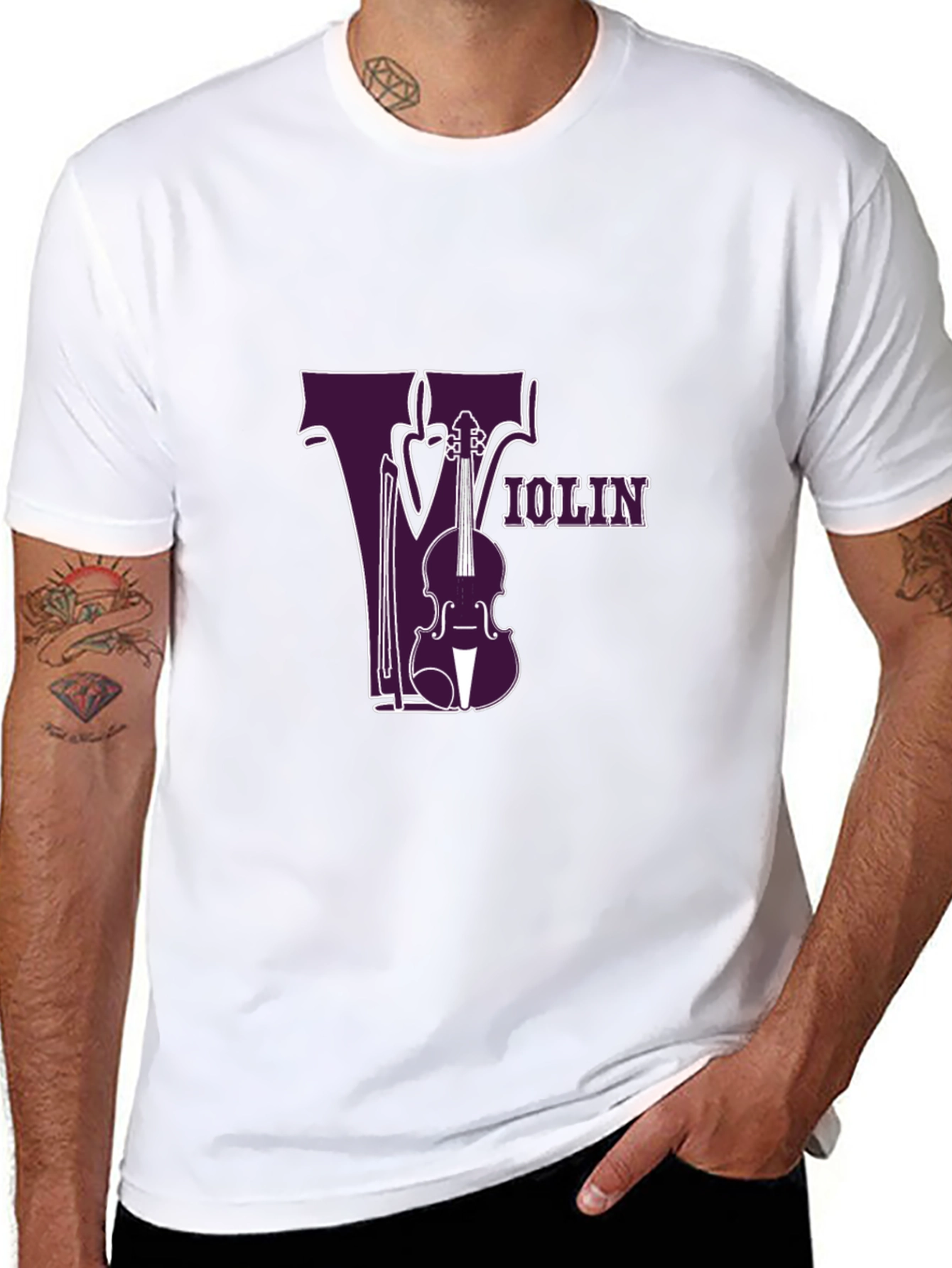 Violin Graphic Tee - Music Lovers Black T-Shirt