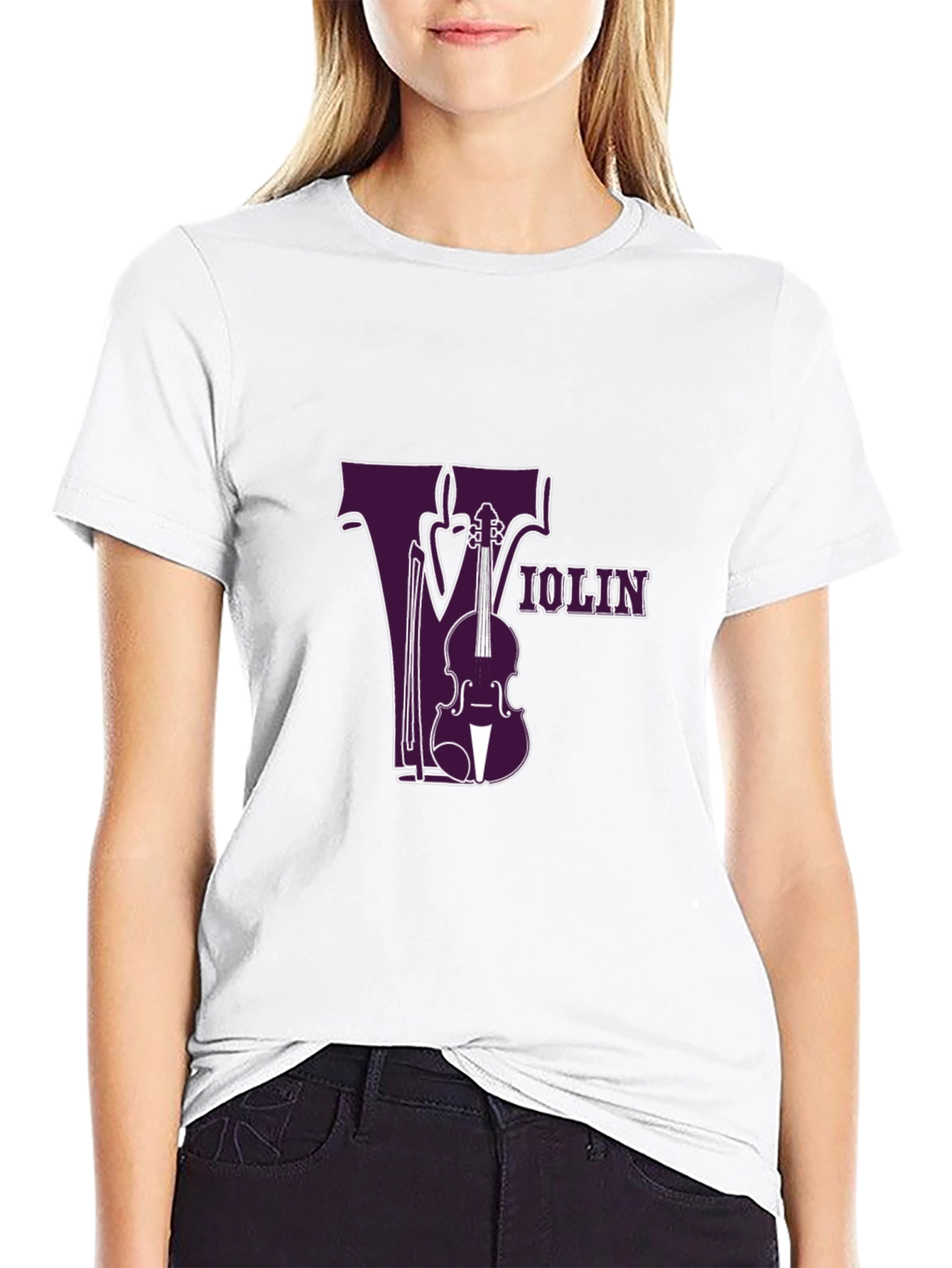 Violin Graphic Tee - Music Lovers Black T-Shirt