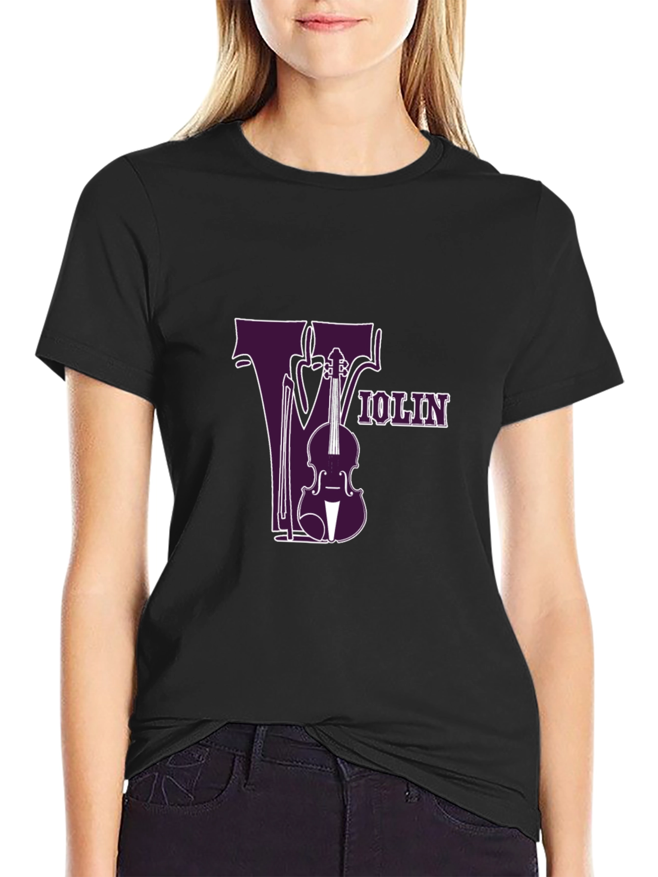 Violin Graphic Tee - Music Lovers Black T-Shirt