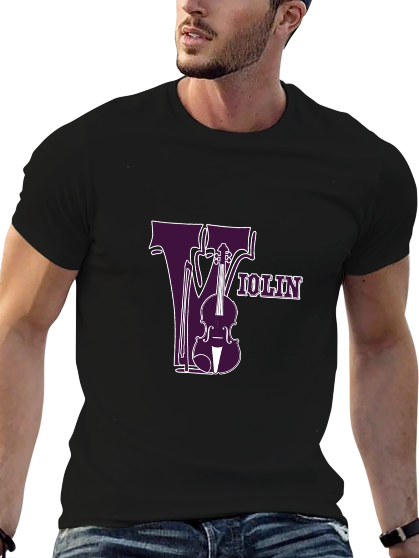 Violin Graphic Tee - Music Lovers Black T-Shirt