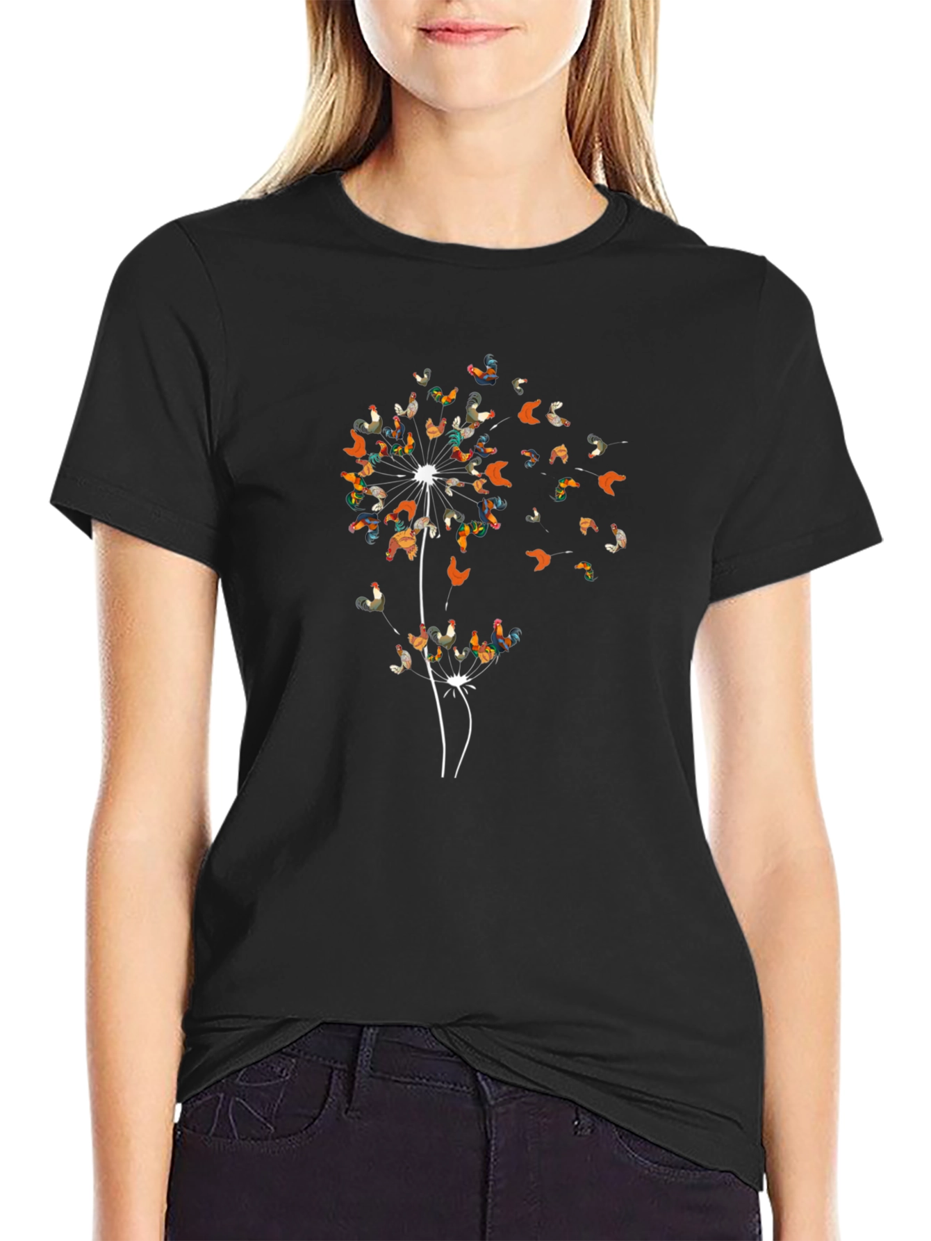 Dandelion Chicken T-Shirt - Unique Rooster Design