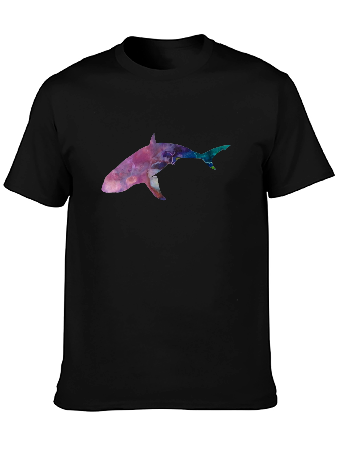 Galaxy Shark Graphic Tee - Black Cotton Blend
