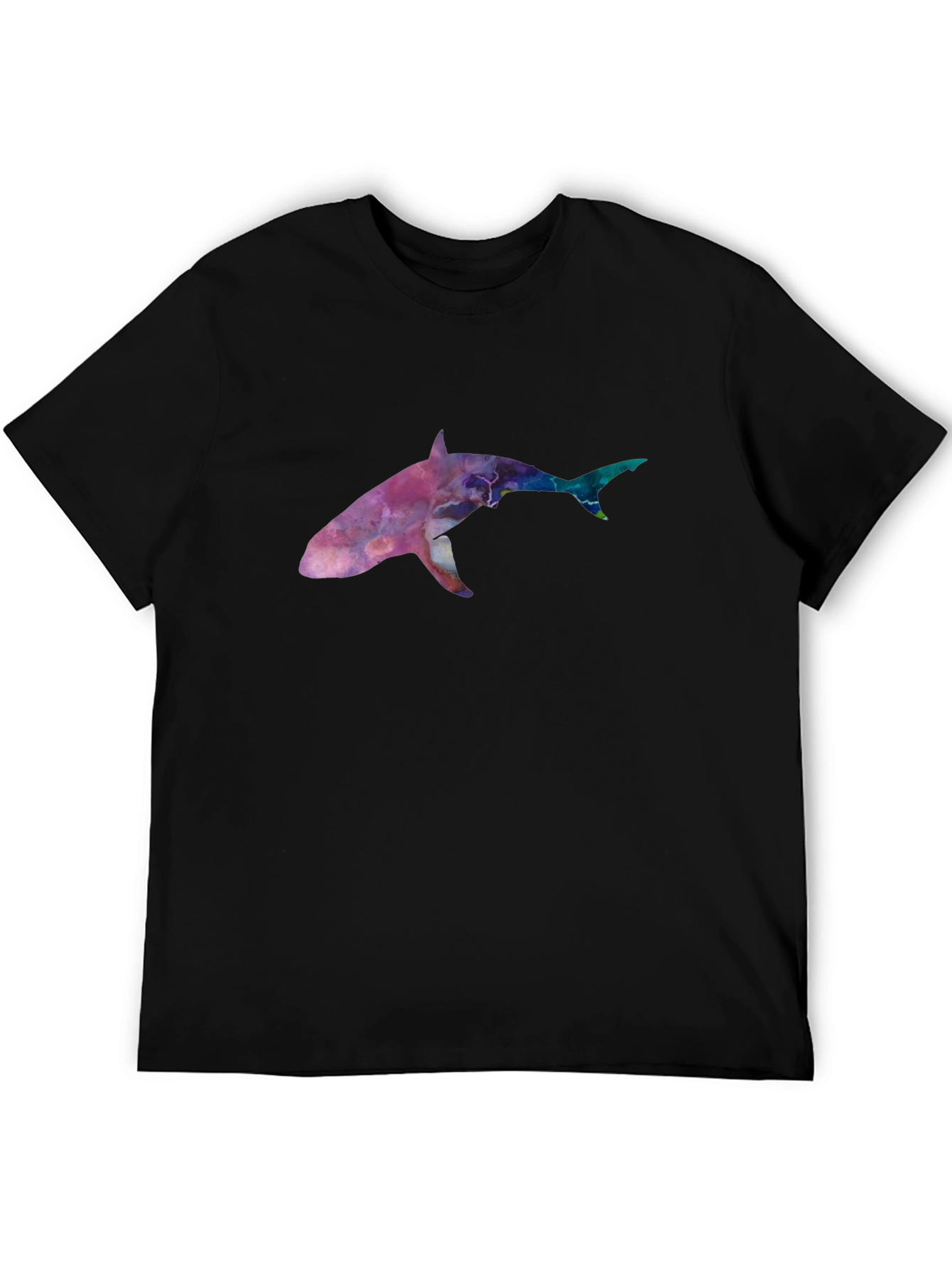 Galaxy Shark Graphic Tee - Black Cotton Blend