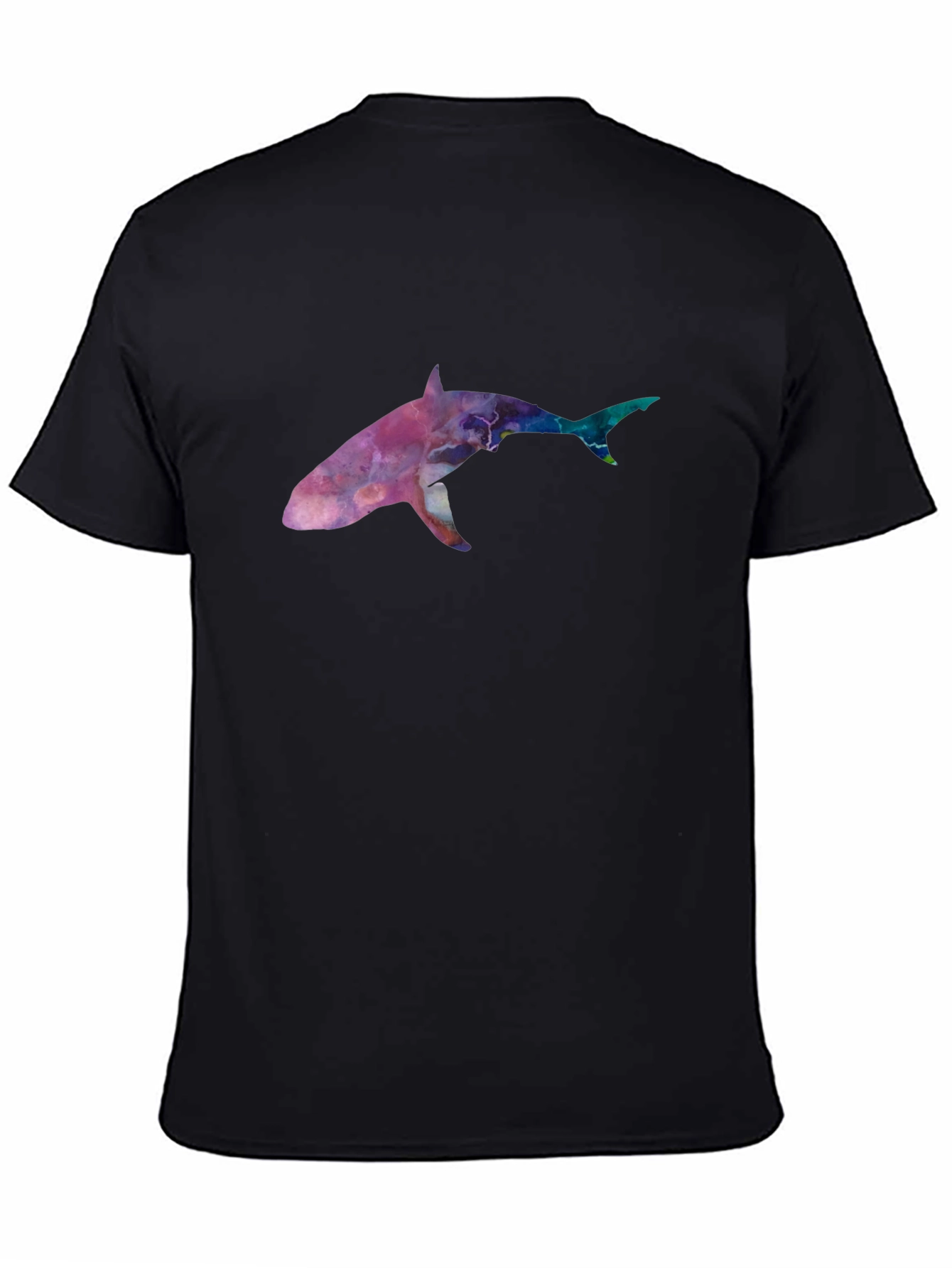 Galaxy Shark Graphic Tee - Black Cotton Blend