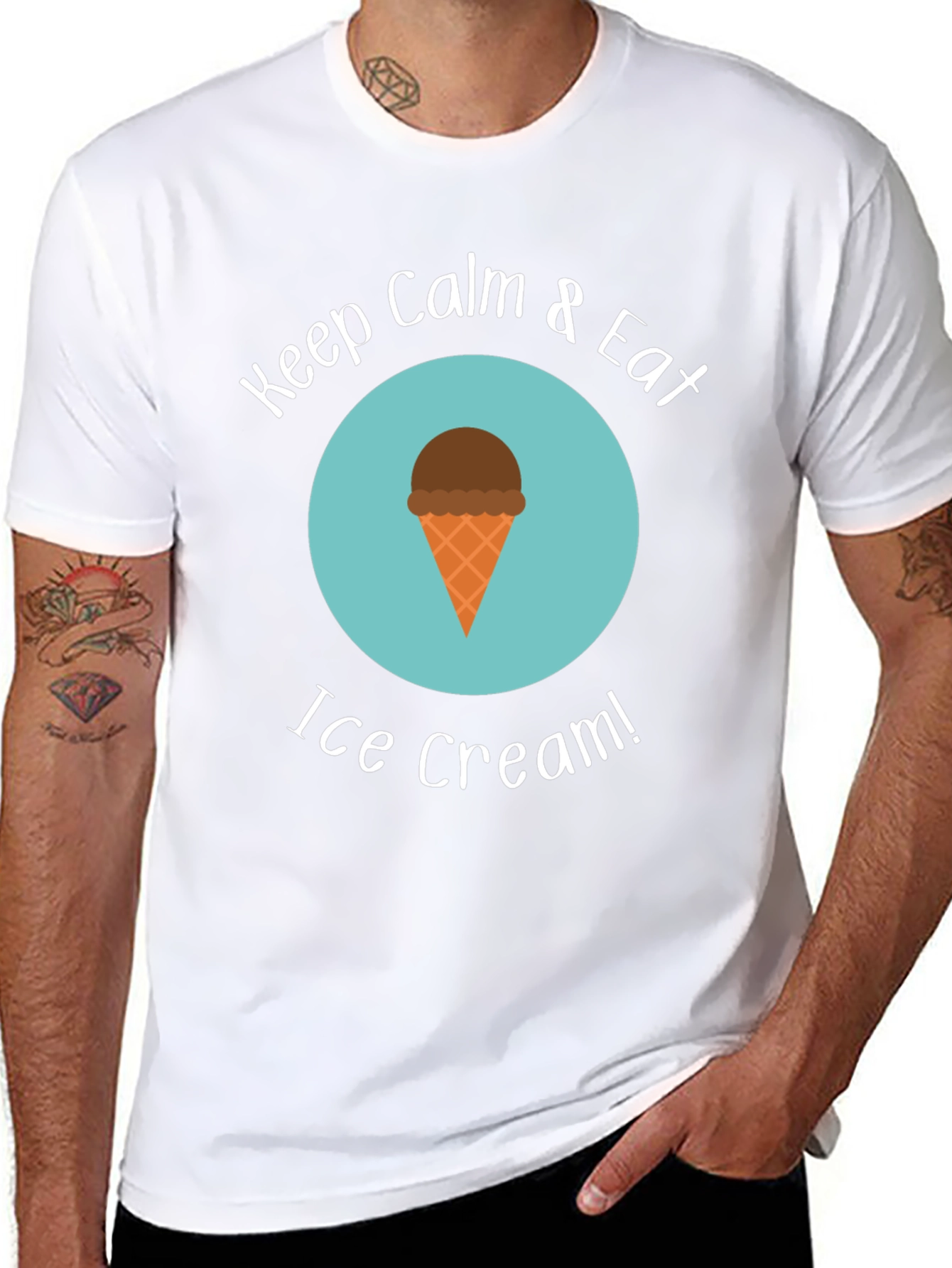 Keep Calm & Eat Ice Cream Black T-Shirt