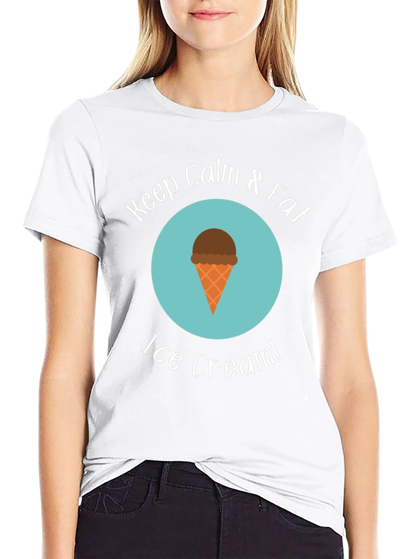 Keep Calm & Eat Ice Cream Black T-Shirt