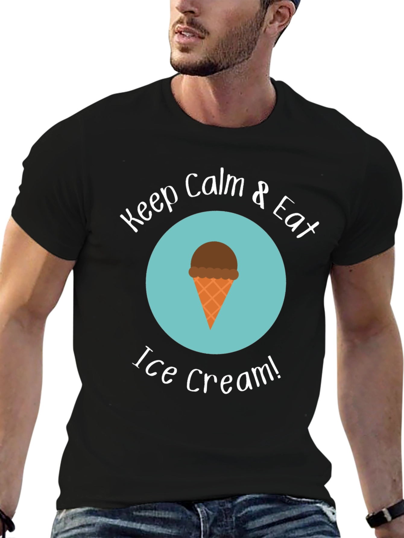Keep Calm & Eat Ice Cream Black T-Shirt