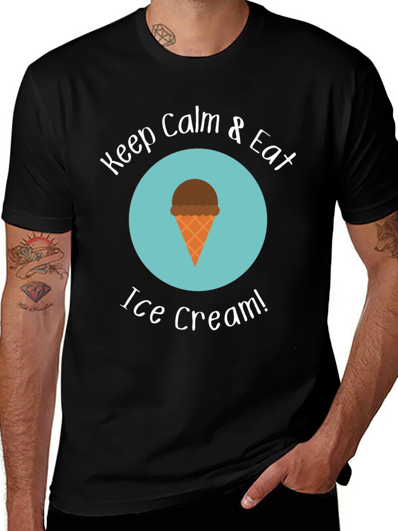 Keep Calm & Eat Ice Cream Black T-Shirt