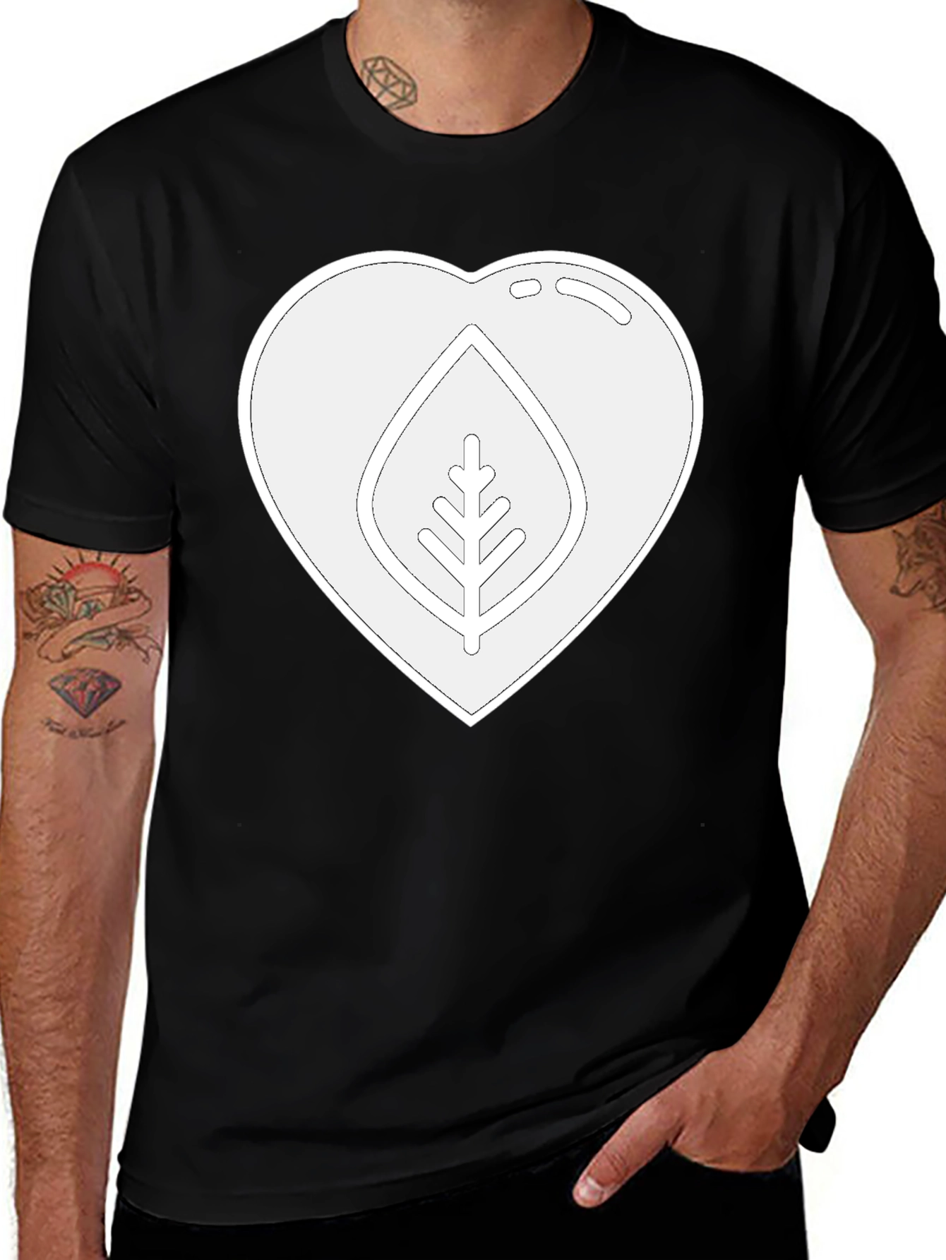 Heart & Leaf Graphic Tee - Eco Friendly Design