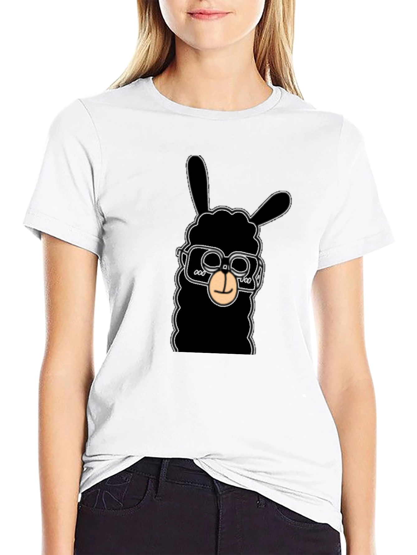 Cool Llama Graphic Tee - Black Cotton T-Shirt