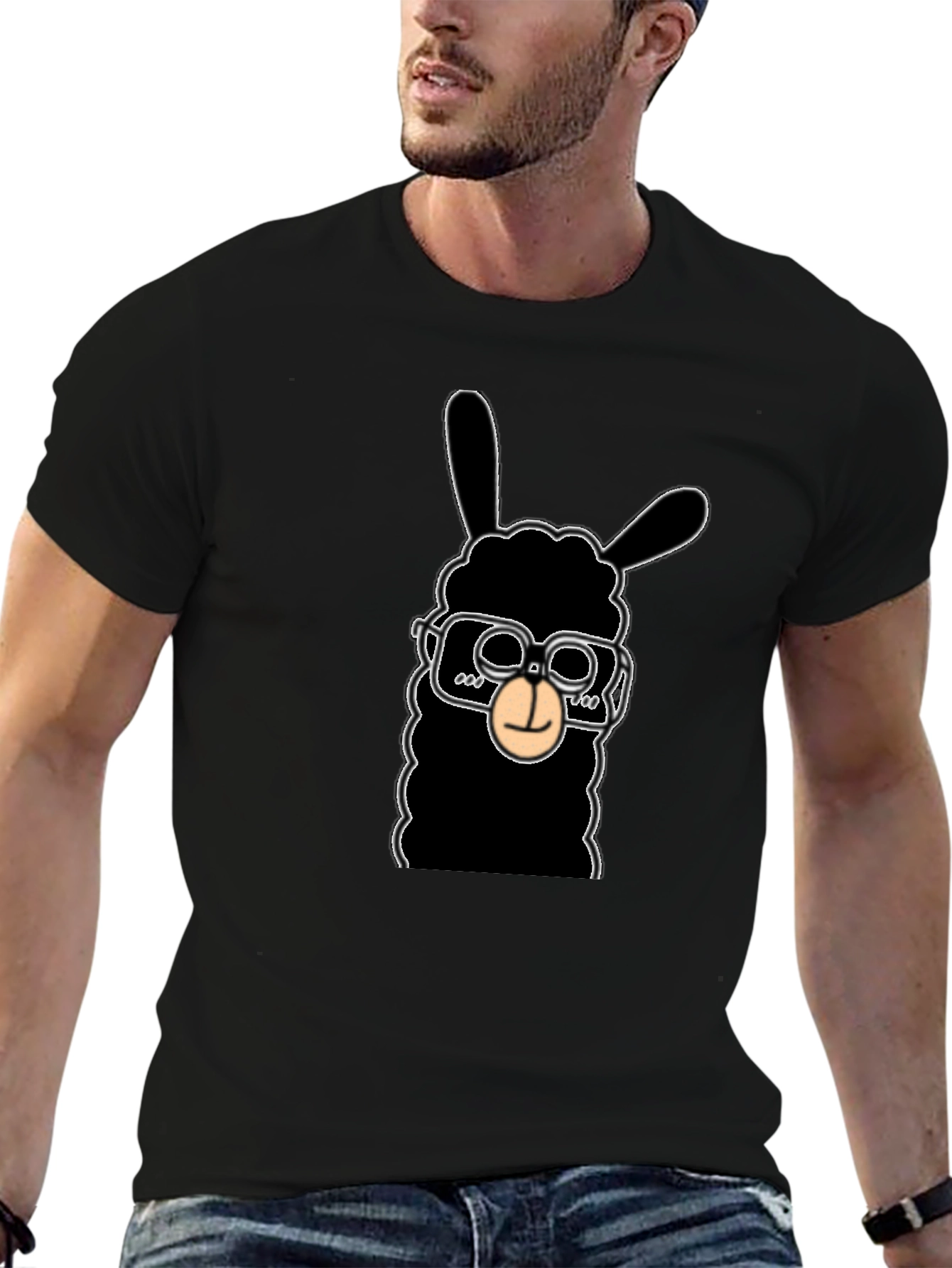 Cool Llama Graphic Tee - Black Cotton T-Shirt
