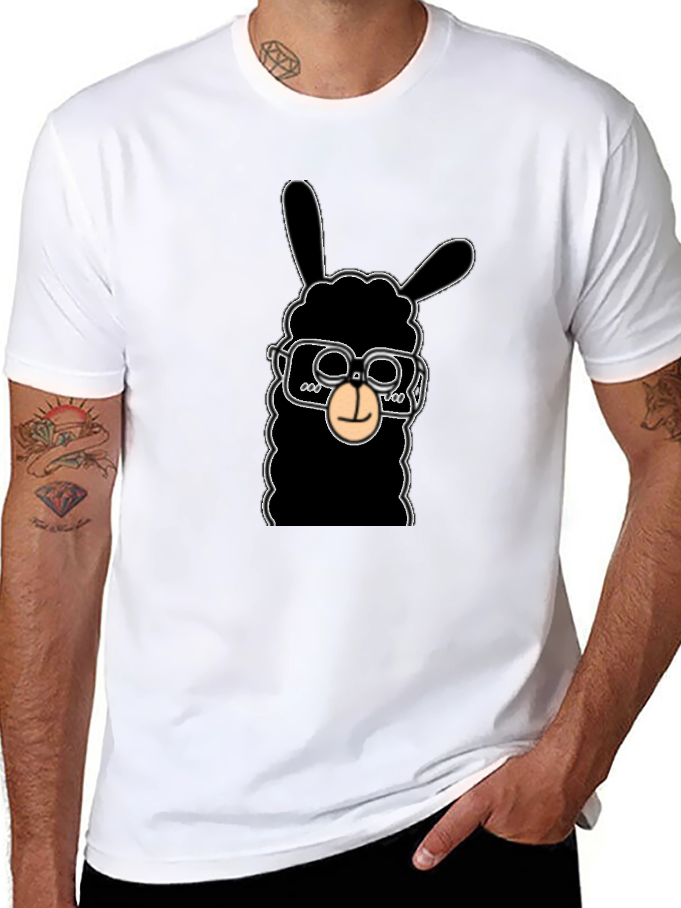 Cool Llama Graphic Tee - Black Cotton T-Shirt
