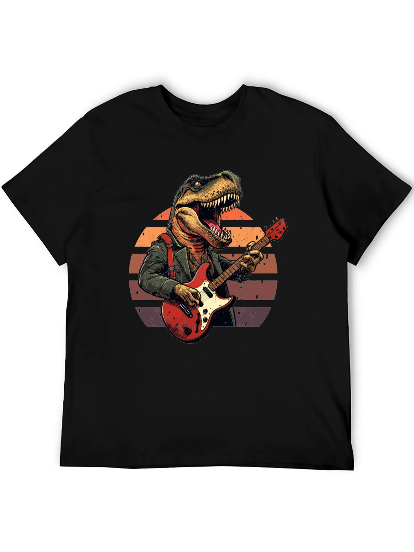 Dinosaur Guitar Player T-Shirt - Rock Star Tee