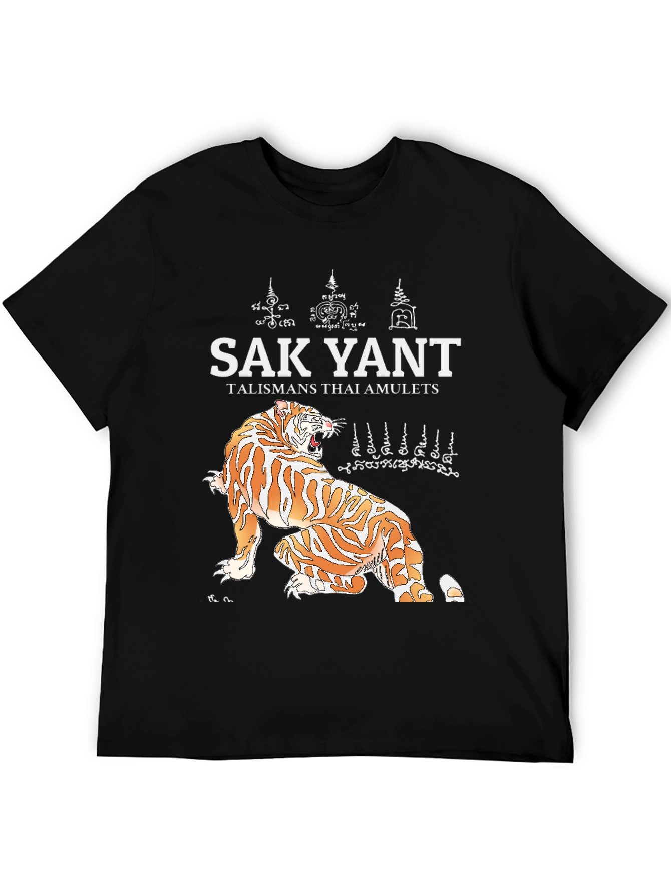 Sak Yant Tiger Graphic Tee - Thai Amulet Design