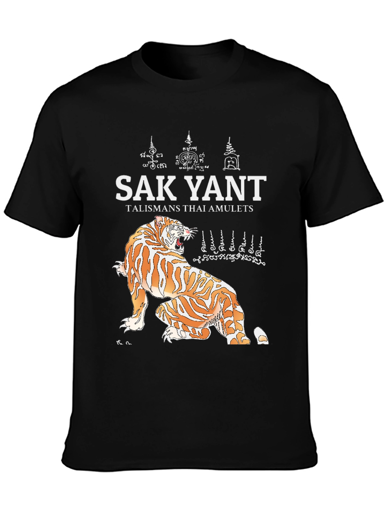 Sak Yant Tiger Graphic Tee - Thai Amulet Design