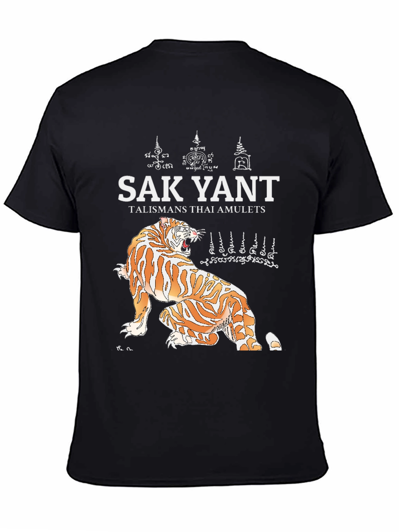 Sak Yant Tiger Graphic Tee - Thai Amulet Design